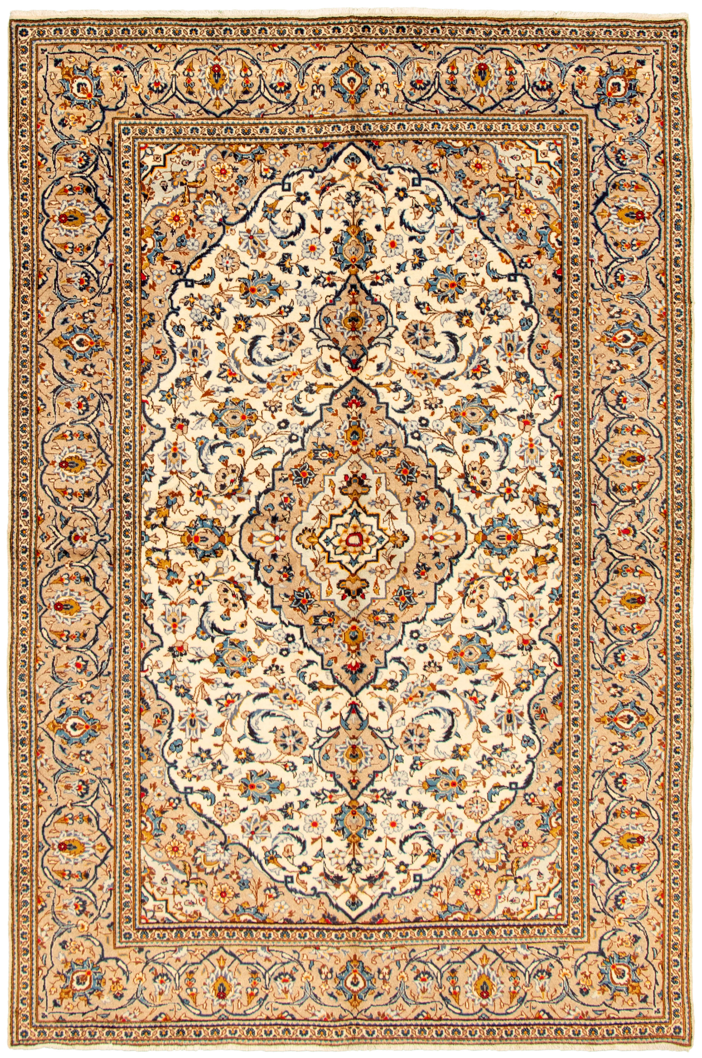 Persian Kashan 6'4" x 9'10" Hand-knotted Wool Rug 