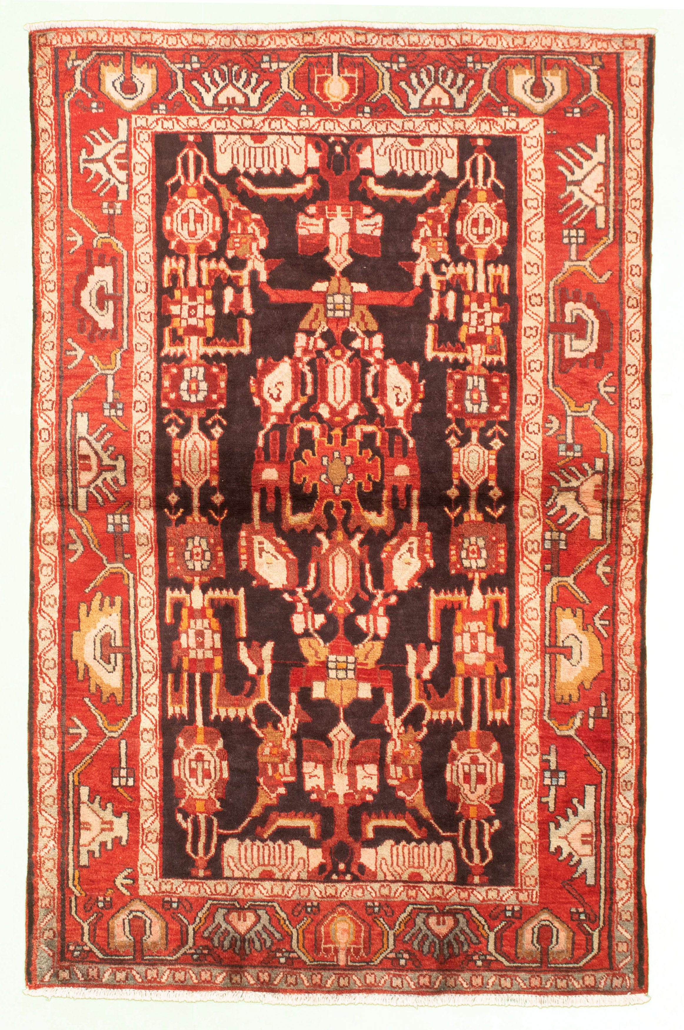 Persian Hamadan 4'6" x 7'5" Hand-knotted Wool Rug 