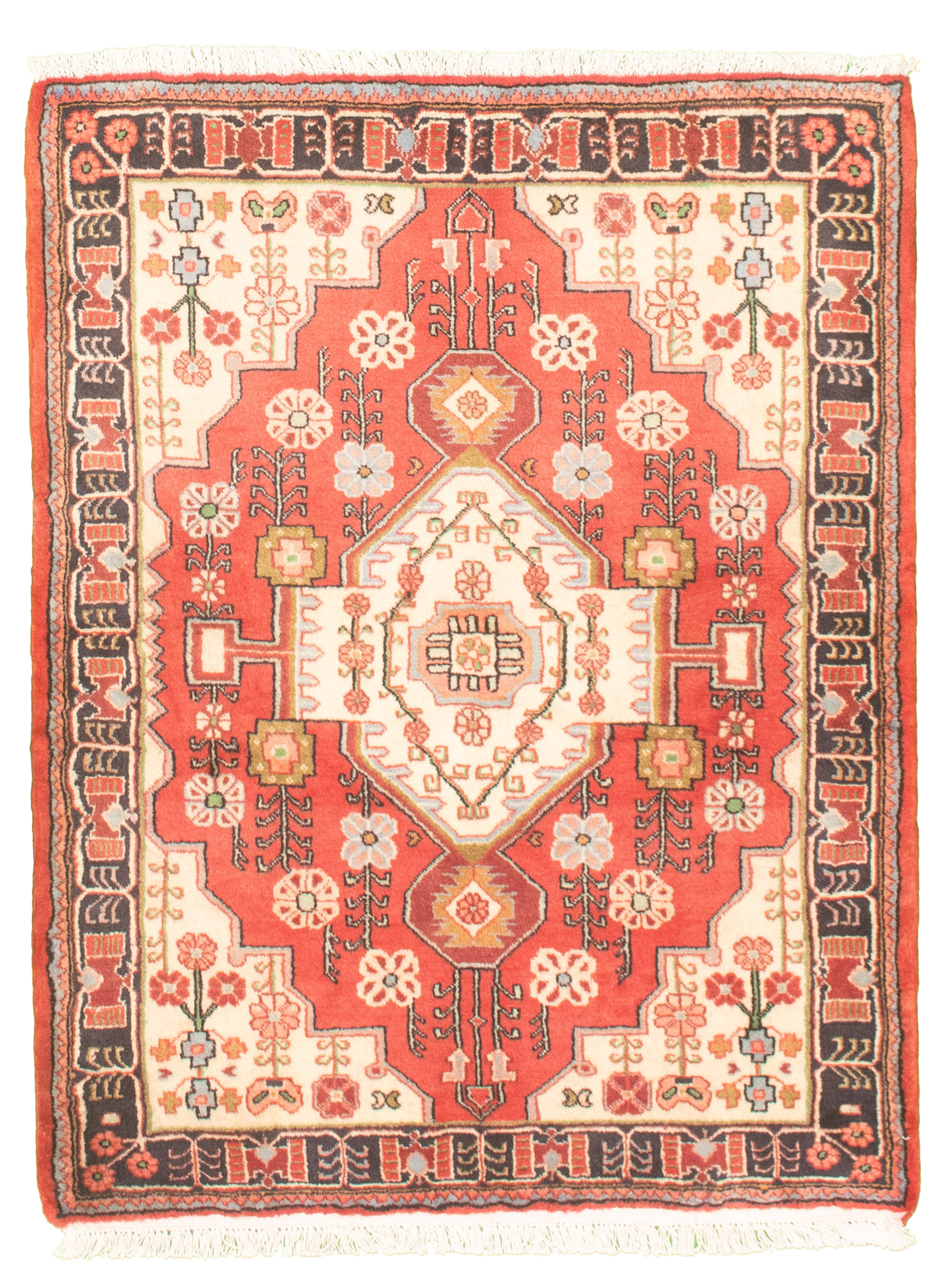 Persian Hamadan 3'7" x 4'10" Hand-knotted Wool Rug 