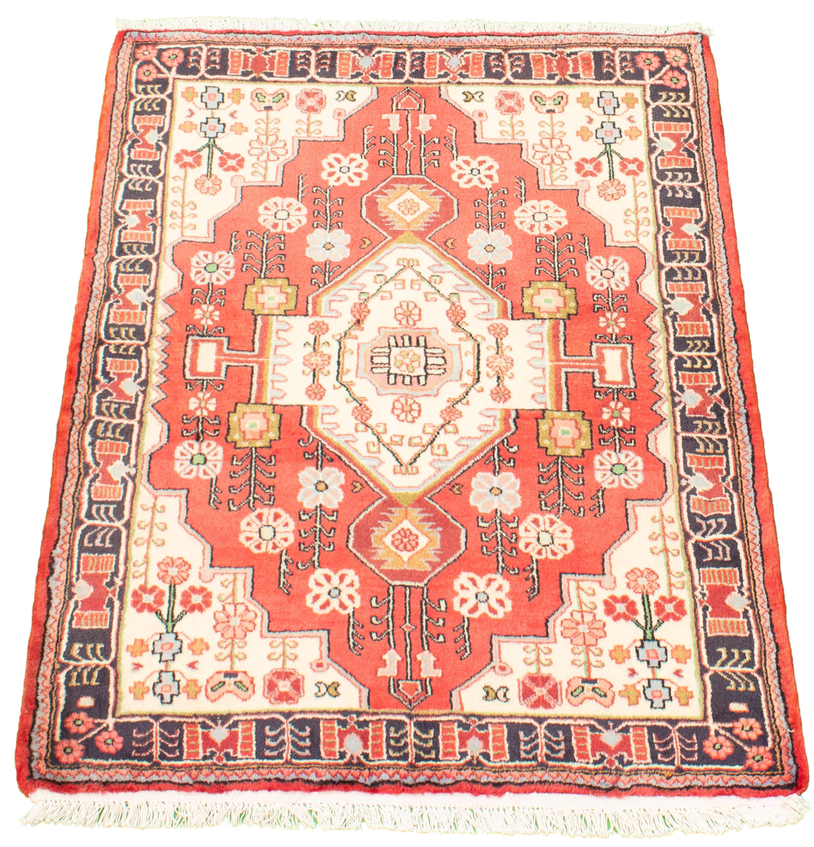 Persian Hamadan 3'7" x 4'10" Hand-knotted Wool Rug 
