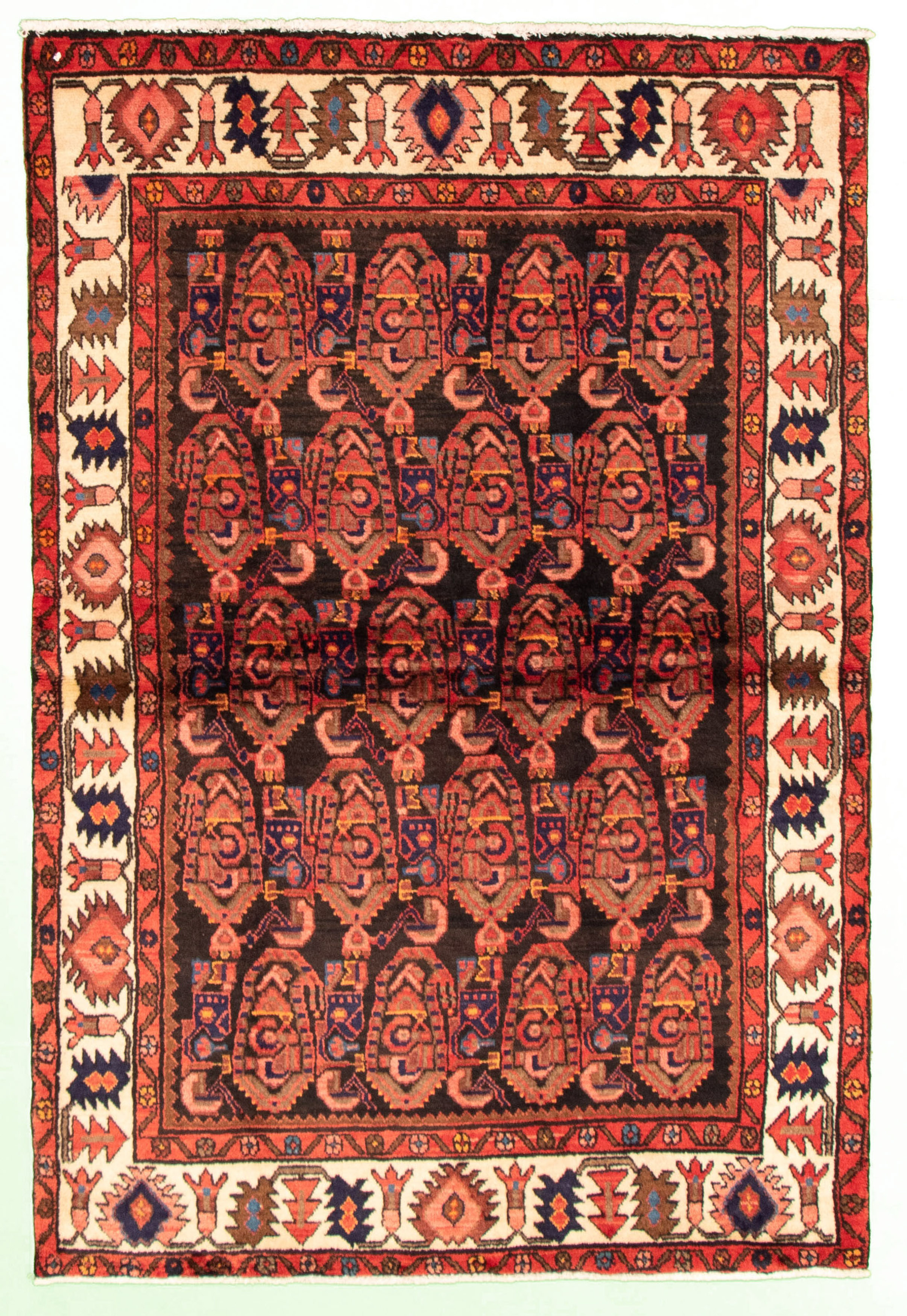 Persian Hamadan 4'5" x 6'9" Hand-knotted Wool Rug 