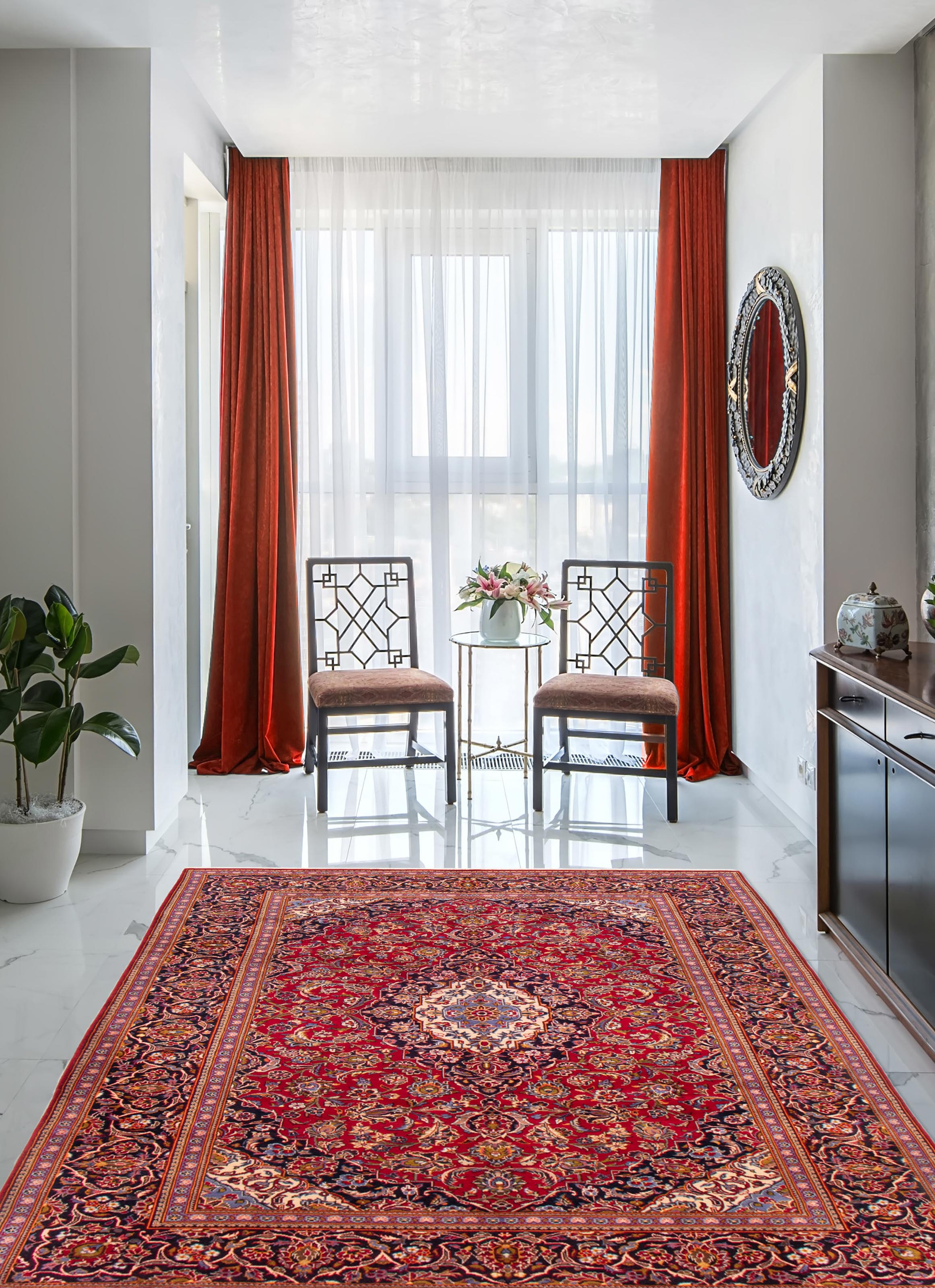 Persian Kashan 8'4" x 11'6" Hand-knotted Wool Rug 