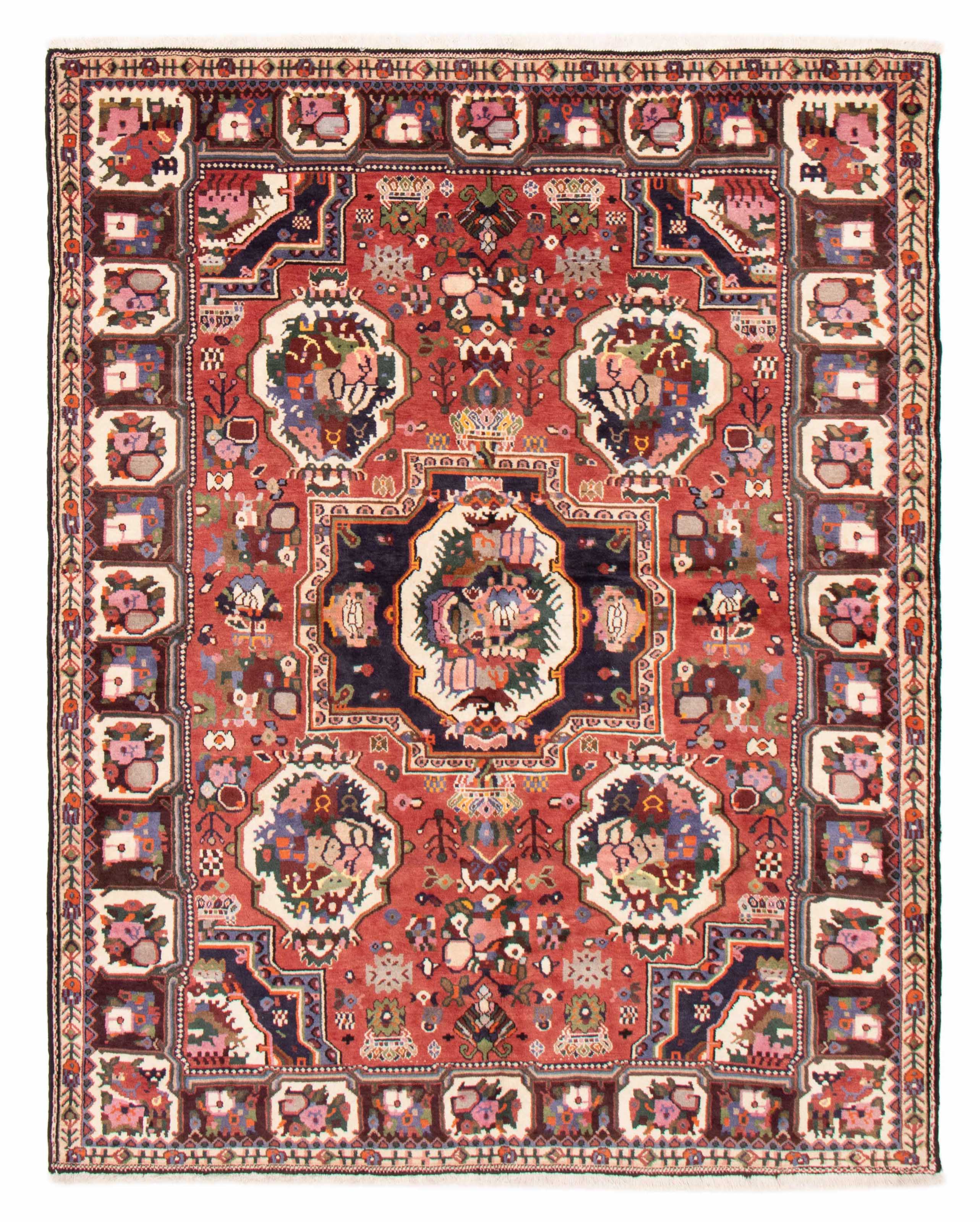 Persian Bakhtiari 7'3" x 9'0" Hand-knotted Wool Rug 