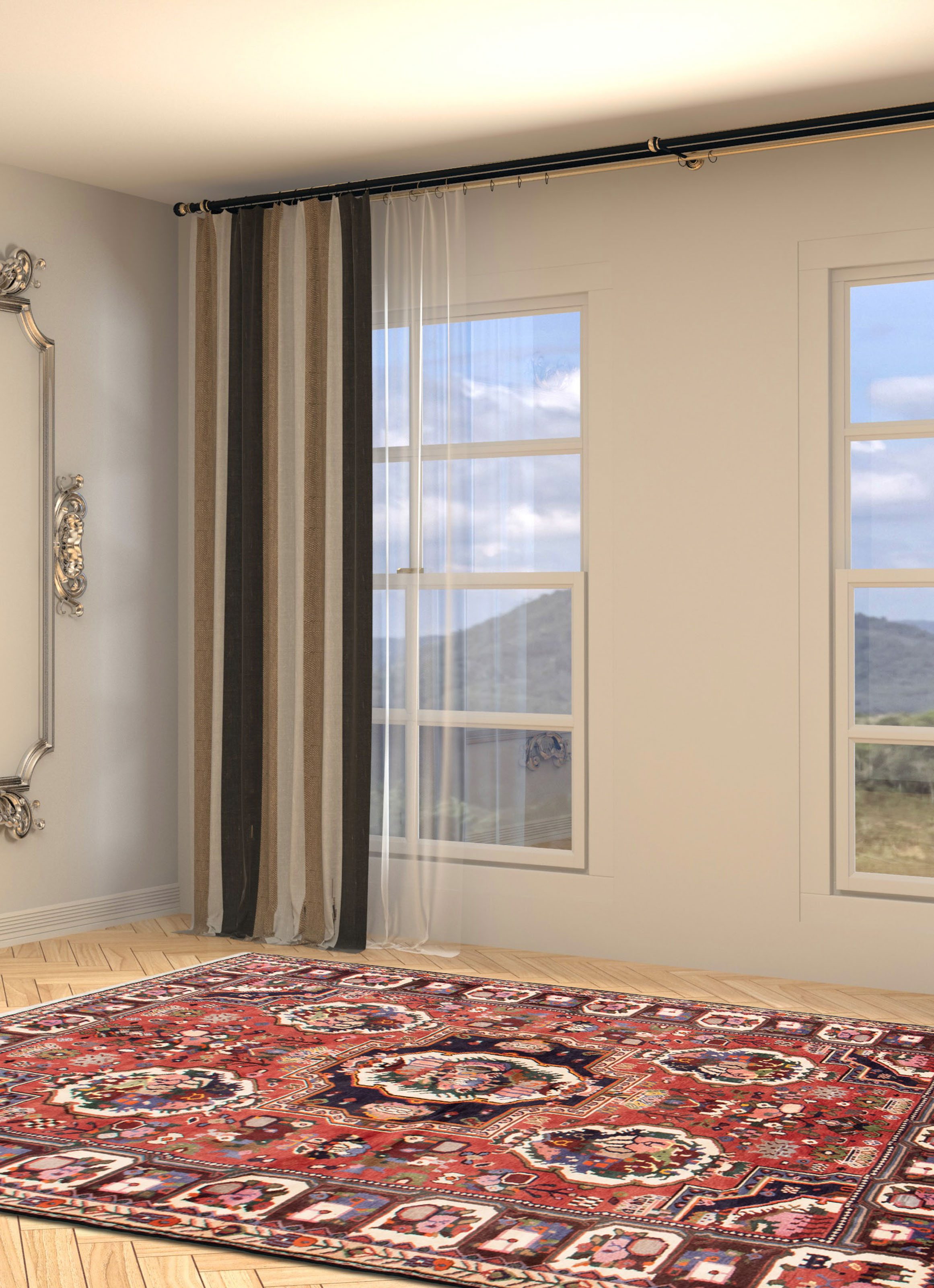Persian Bakhtiari 7'3" x 9'0" Hand-knotted Wool Rug 