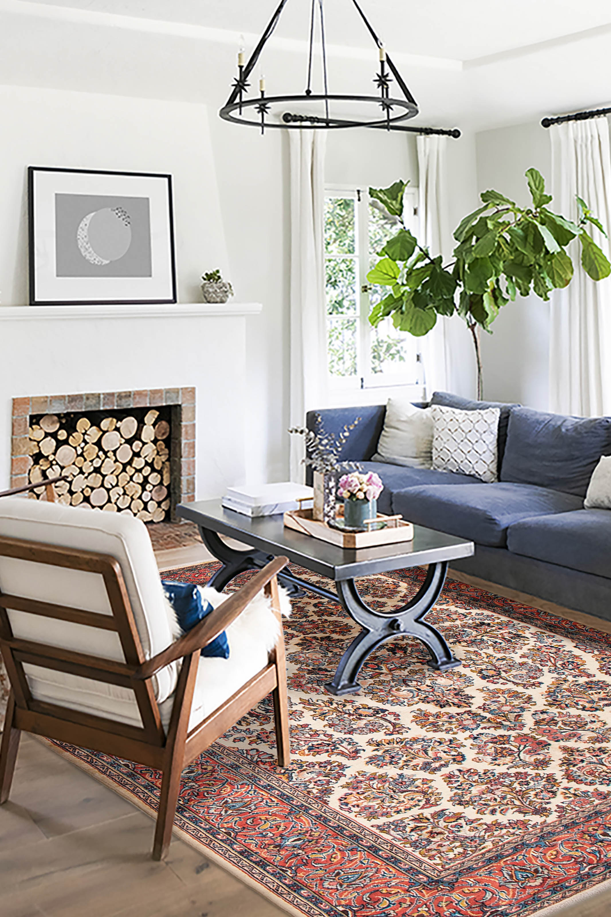 Persian Sarough 6'8" x 9'6" Hand-knotted Wool Rug 