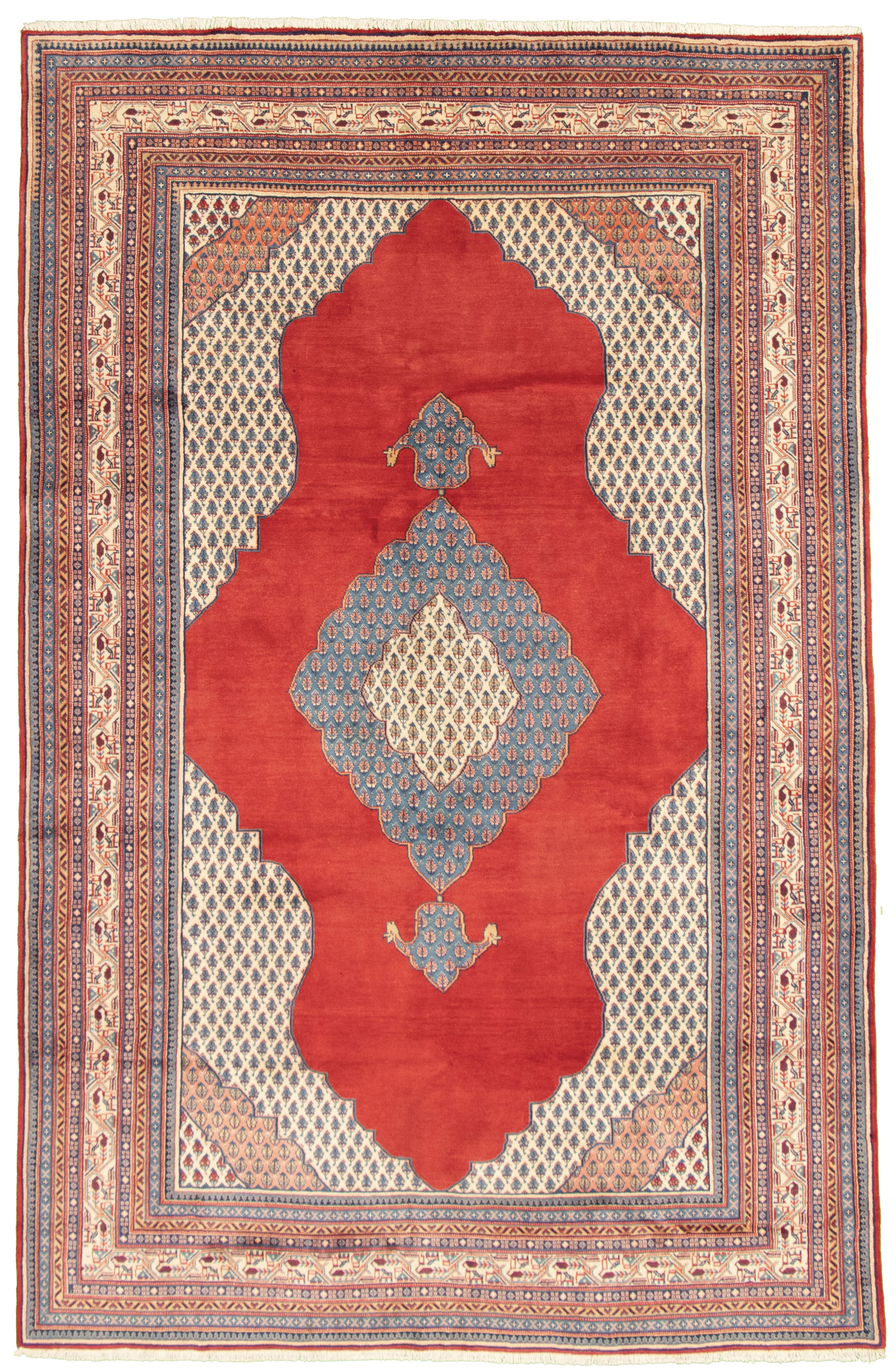 Persian Sarough 6'8" x 10'4" Hand-knotted Wool Rug 