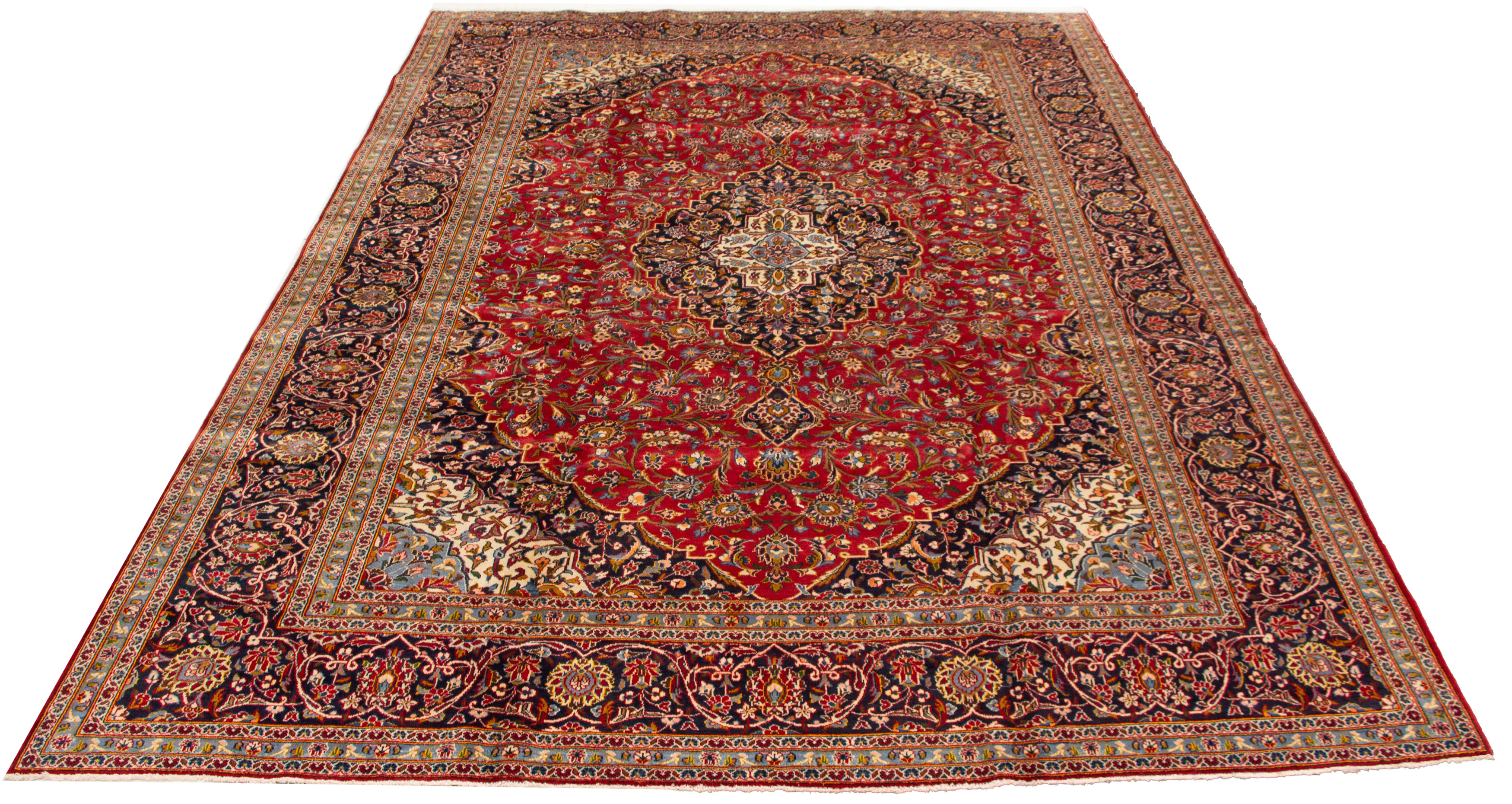 Tapis kashan 9'6" x 13'3" en laine
