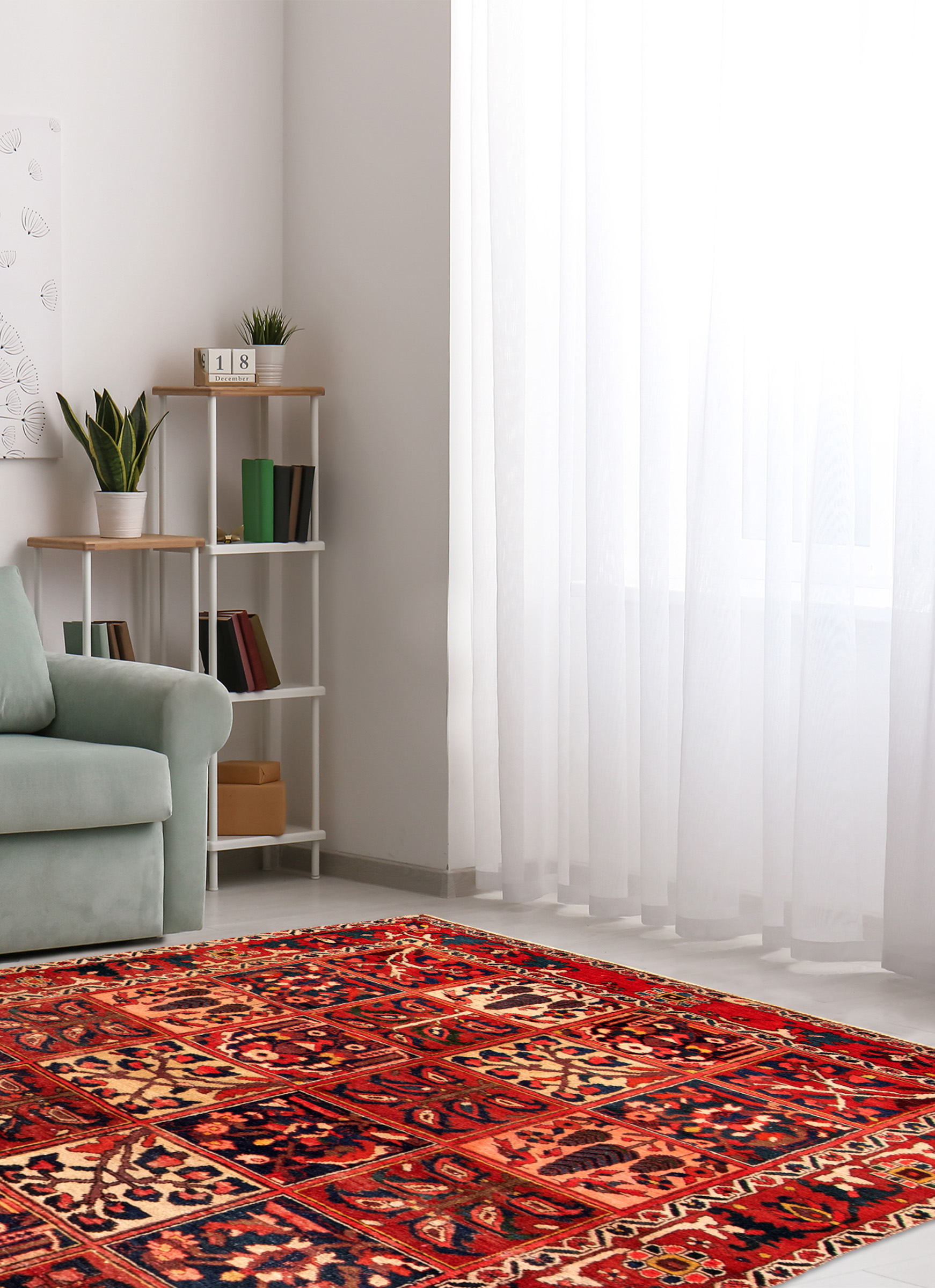 Persian Revival 5'1" x 7'1" Hand-knotted Wool Rug 