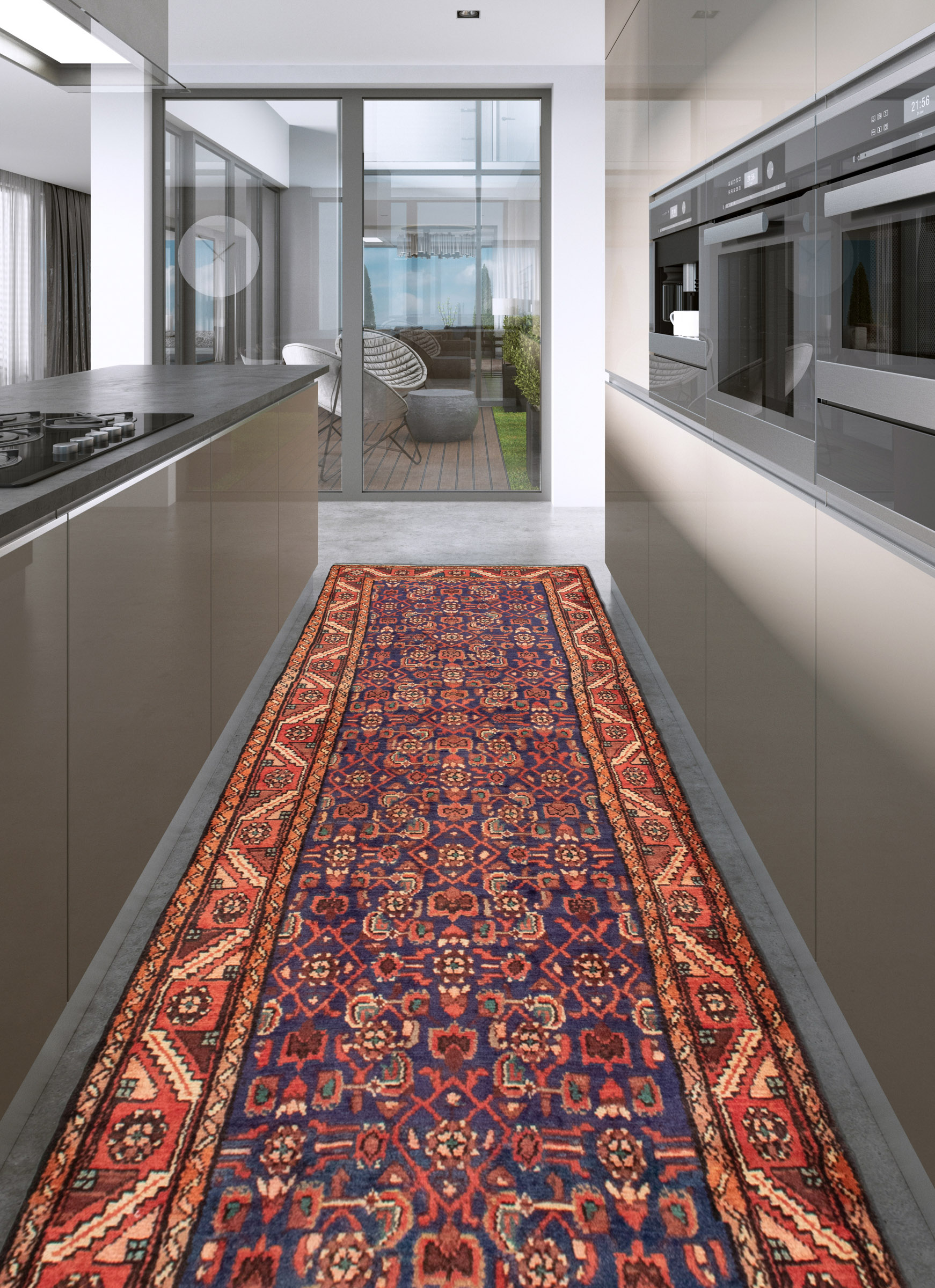 Persian Hosseinabad 3'5" x 13'5" Hand-knotted Wool Rug 