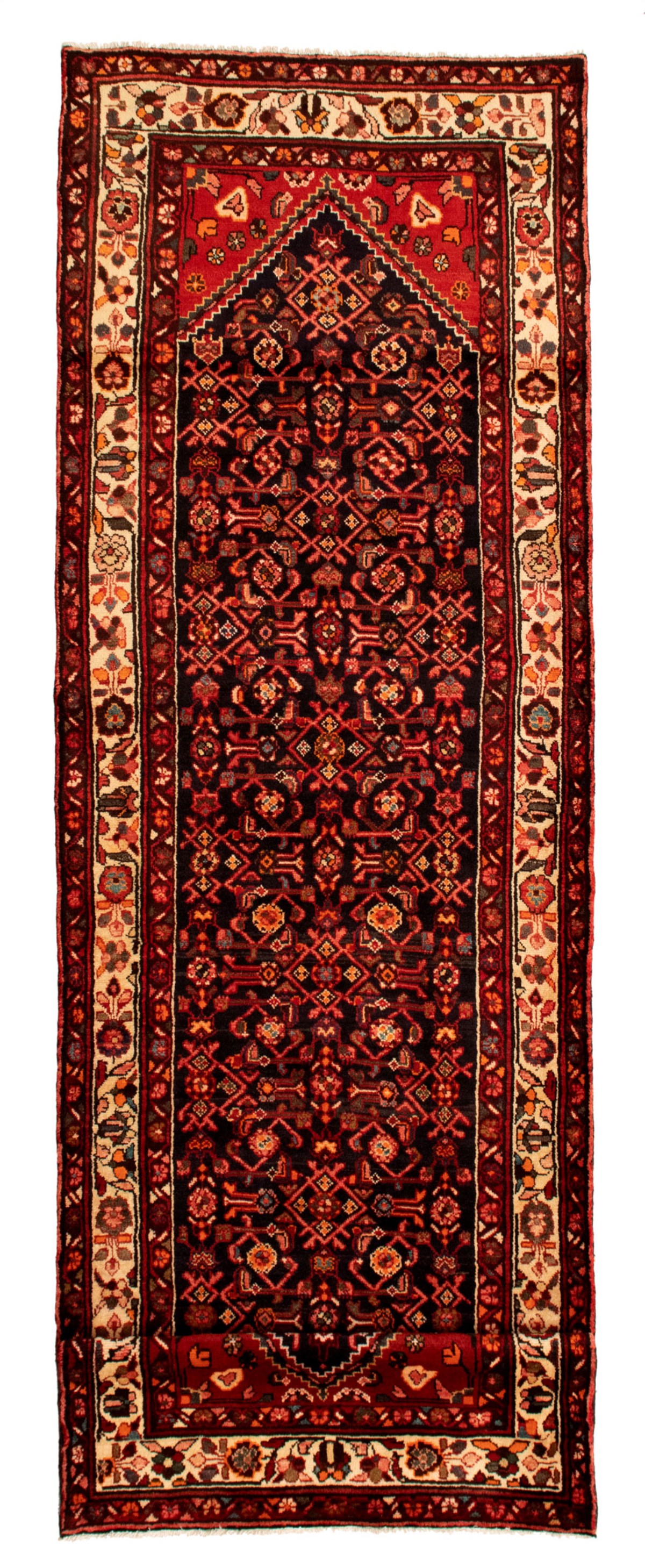 Persian Hosseinabad 3'7" x 12'10" Hand-knotted Wool Rug 