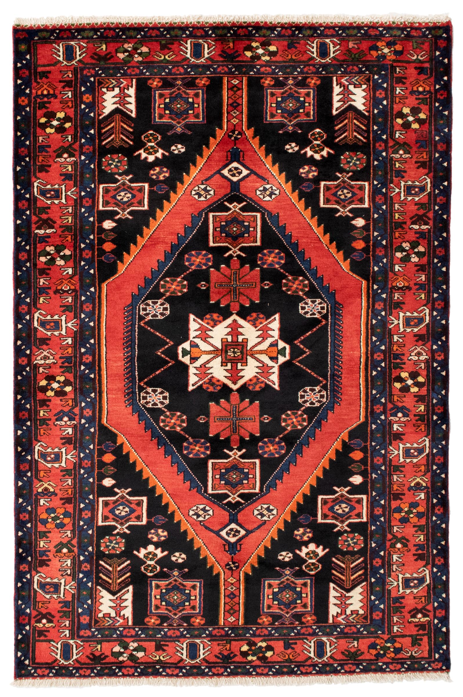 Persian Hamadan 4'7" x 7'3" Hand-knotted Wool Rug 