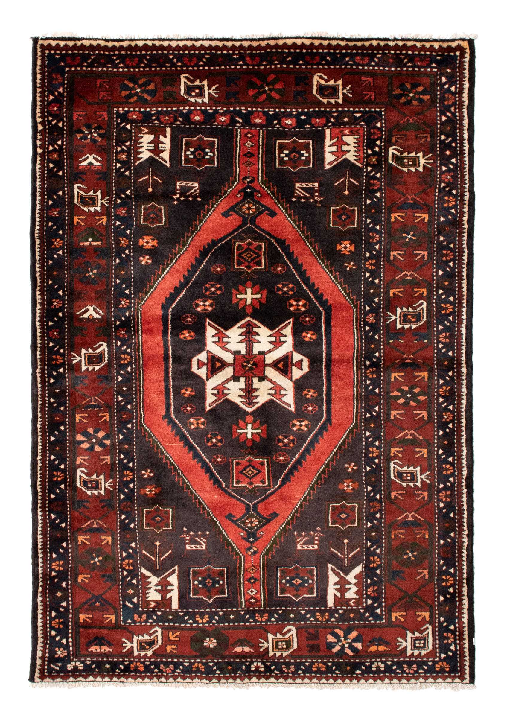 Persian Hamadan 4'7" x 6'10" Hand-knotted Wool Rug 
