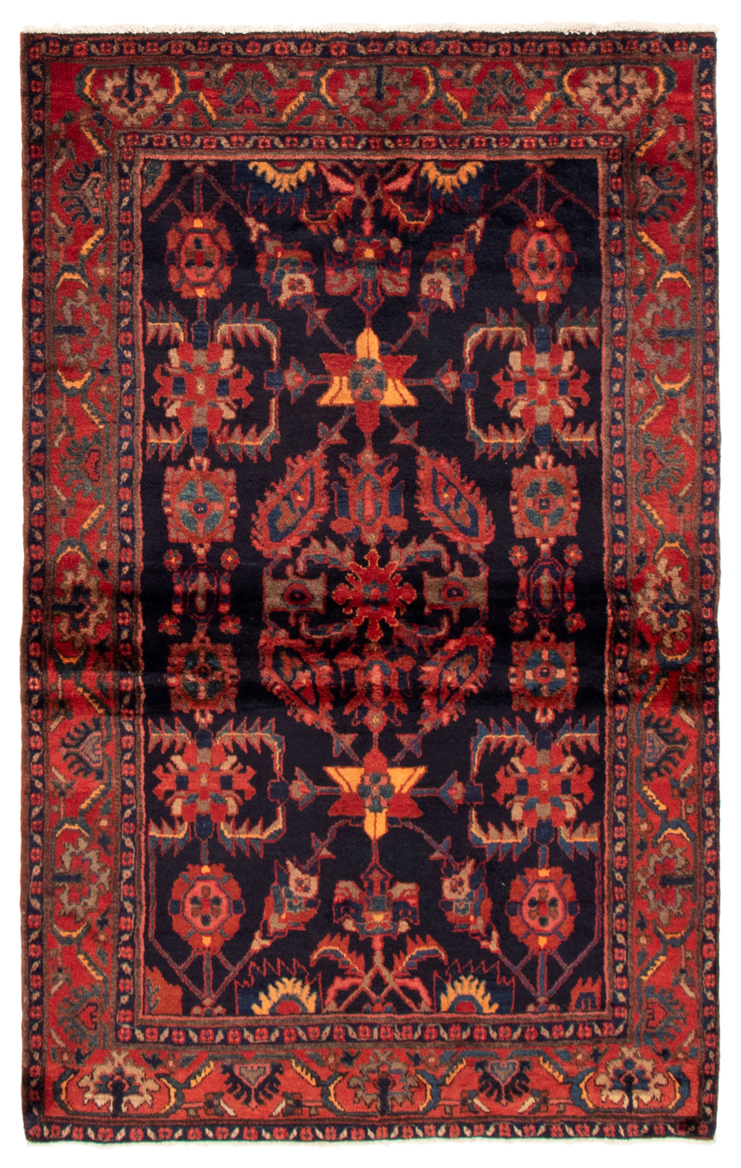 Persian Hamadan 4'5" x 6'11" Hand-knotted Wool Rug 