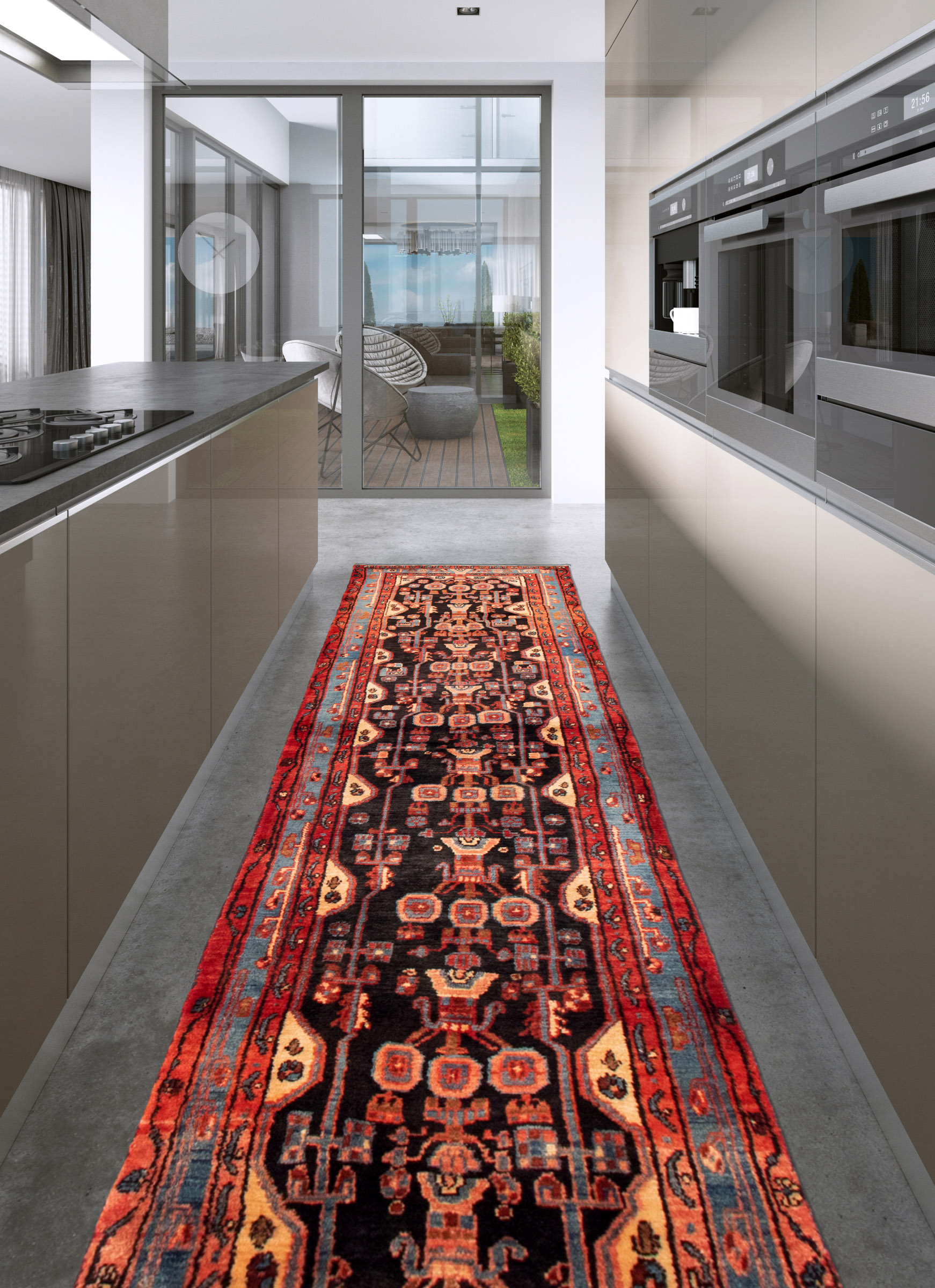 Tapis nahavand 3'5" x 11'3" en laine