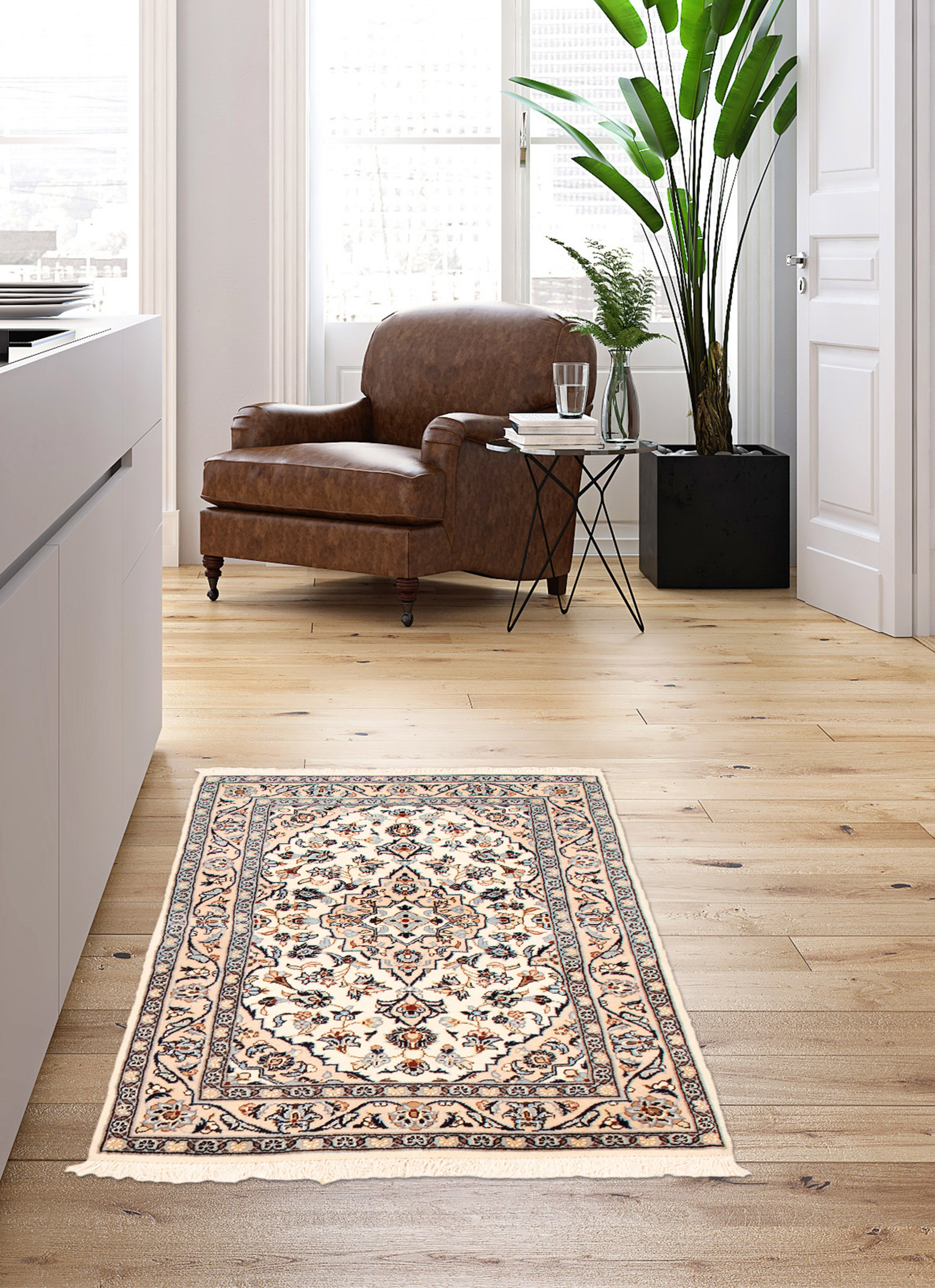 Persian Kashan 3'3" x 5'2" Hand-knotted Wool Rug 