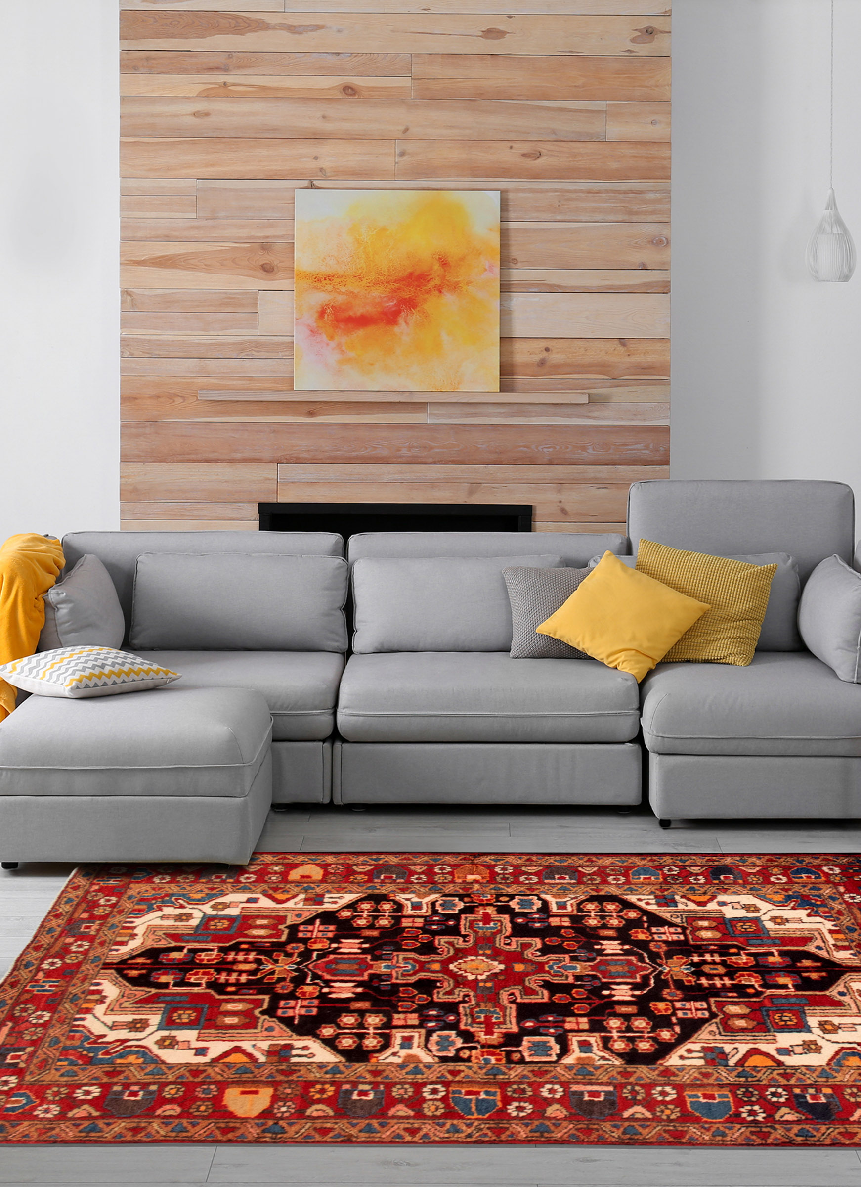 Tapis nahavand 4'3" x 6'8" en laine