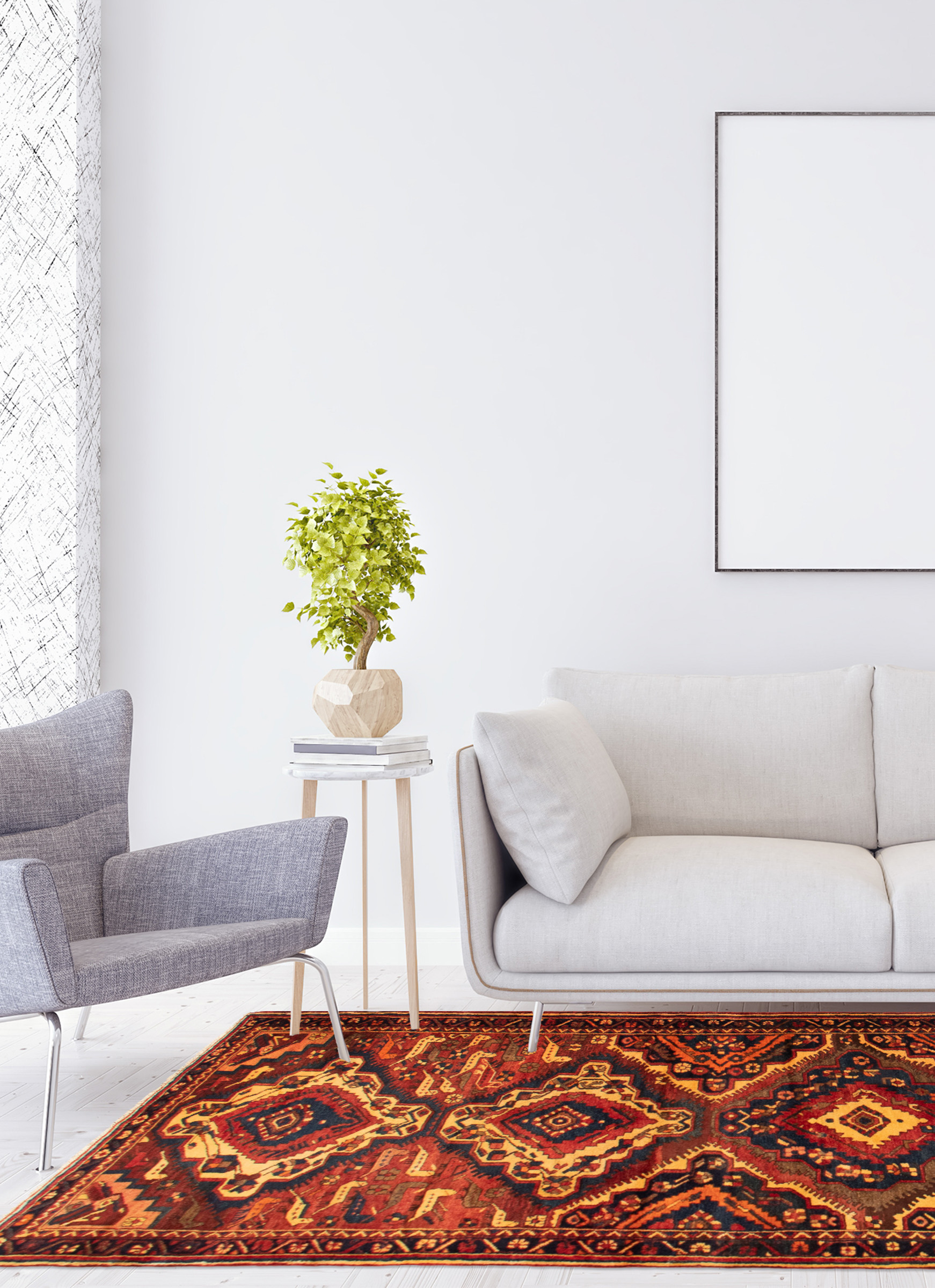 Tapis nahavand 4'0" x 12'4" en laine