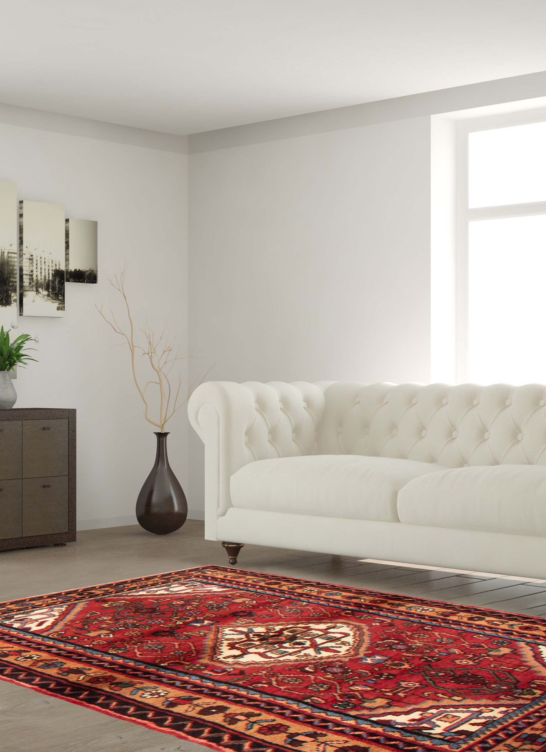 Persian Hamadan 3'7" x 6'7" Hand-knotted Wool Rug 