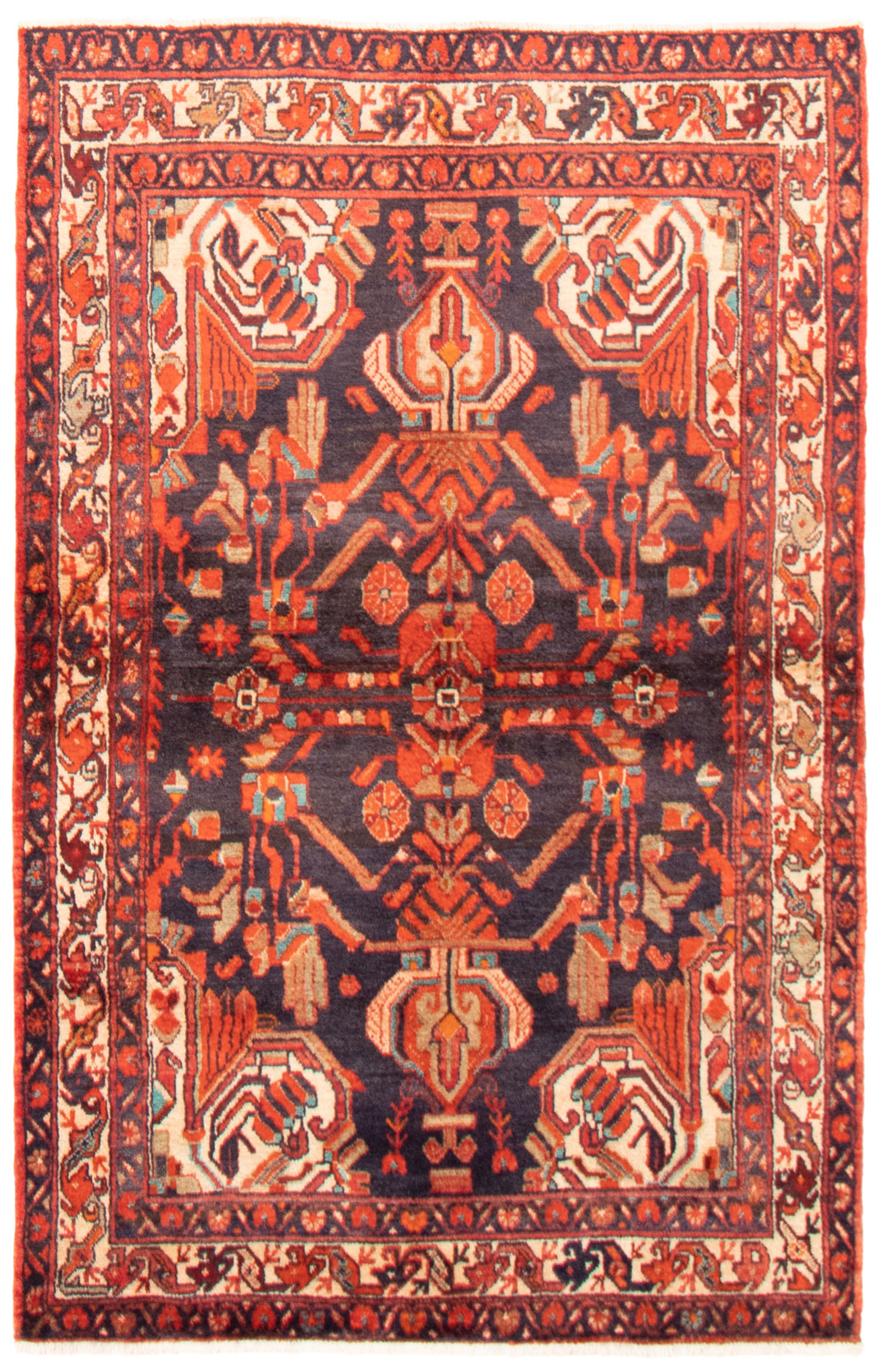 Persian Hamadan 4'3" x 7'0" Hand-knotted Wool Rug 