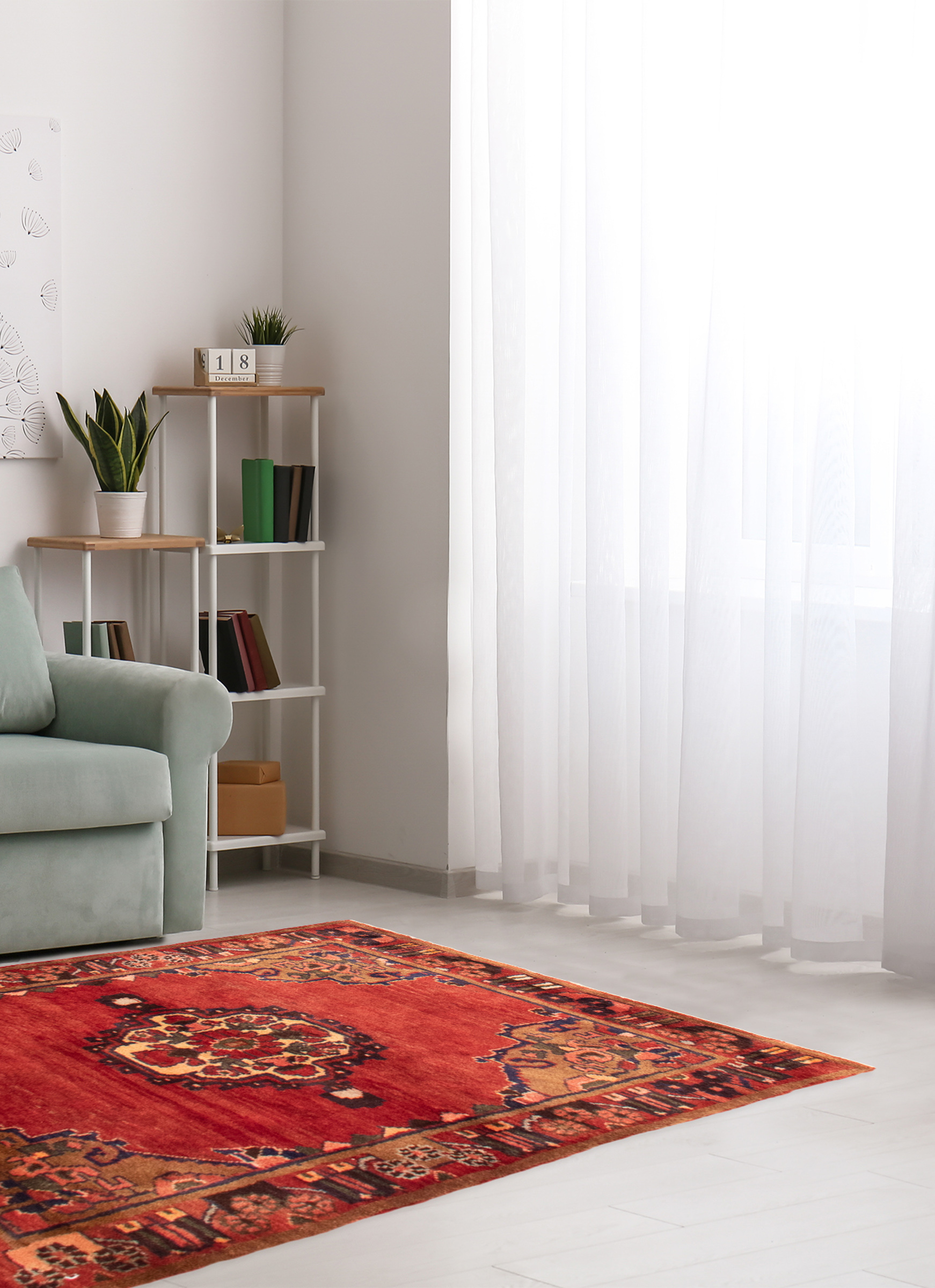Persian Hamadan 3'8" x 5'3" Hand-knotted Wool Rug 