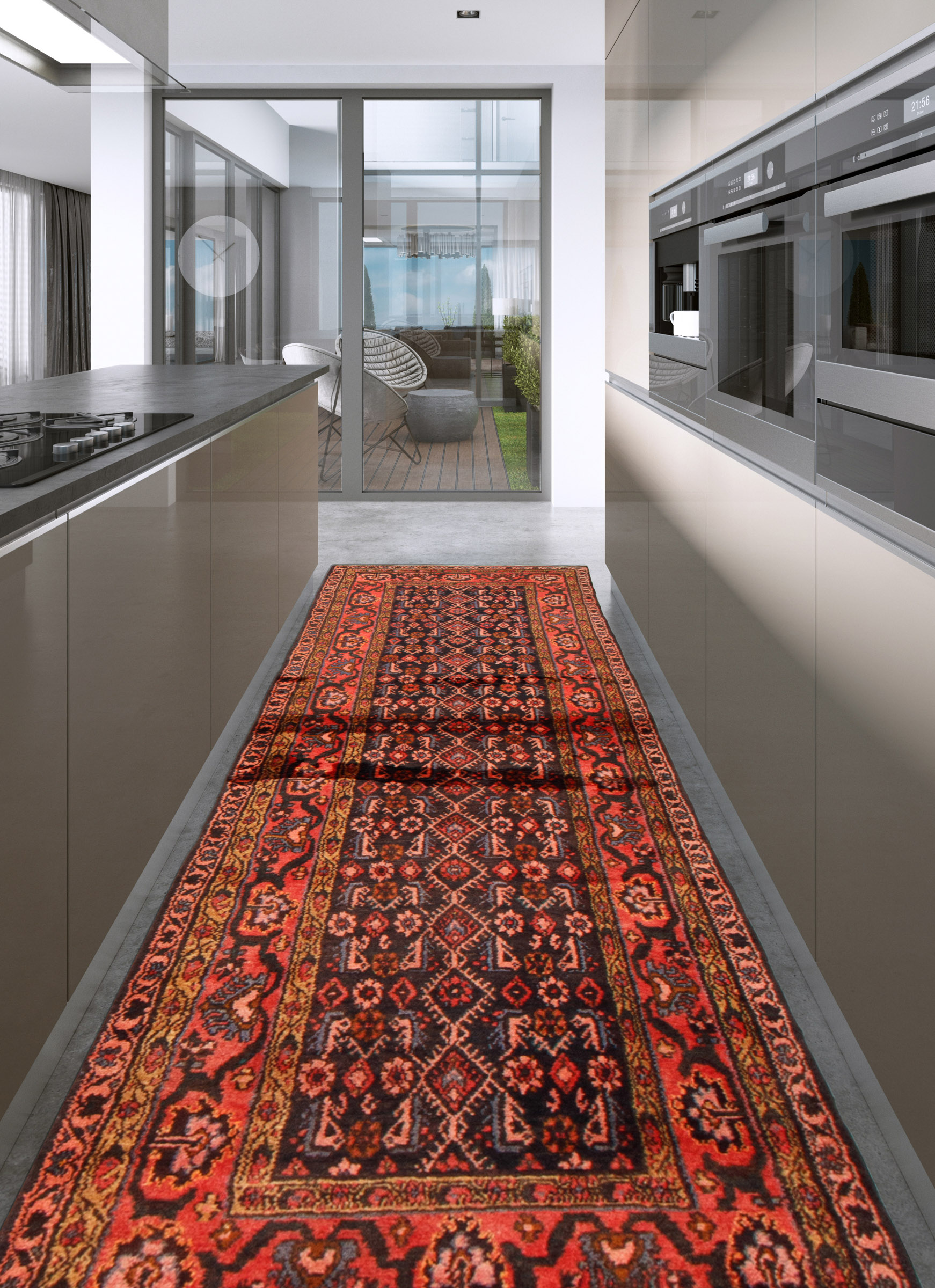Persian Hamadan 3'3" x 10'6" Hand-knotted Wool Rug 
