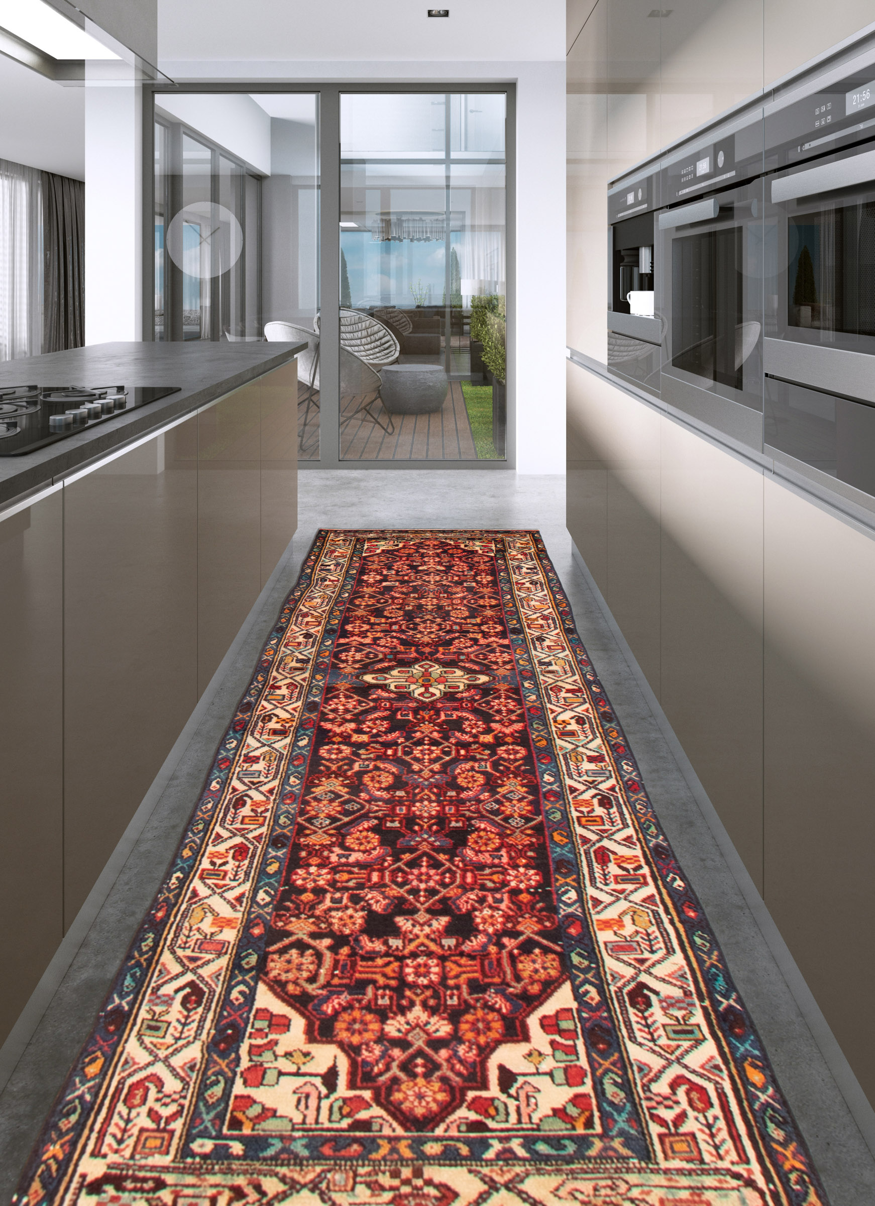 Tapis hamadan 3'1" x 10'2" en laine