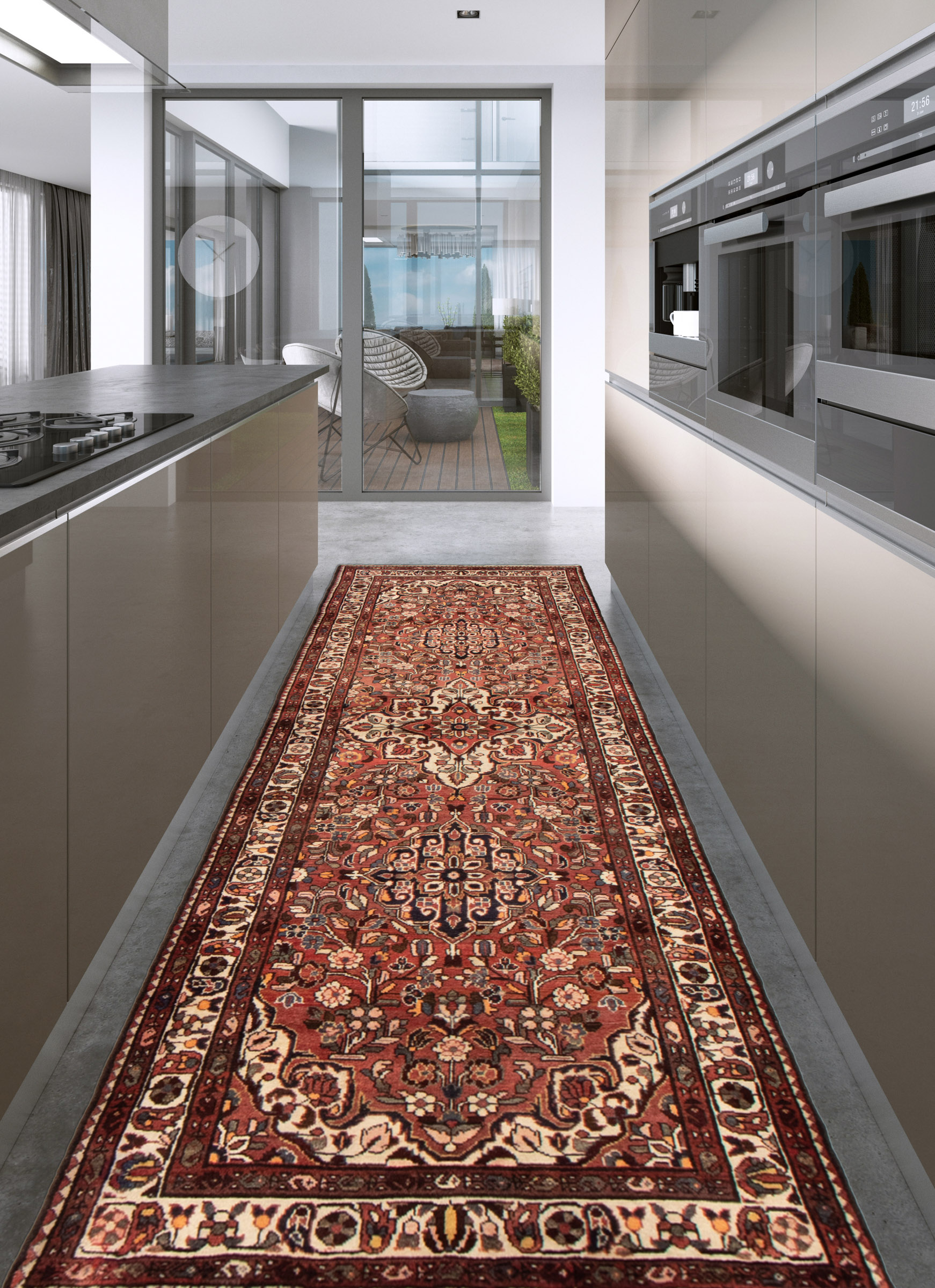 Persian Hosseinabad 3'6" x 10'4" Hand-knotted Wool Rug 