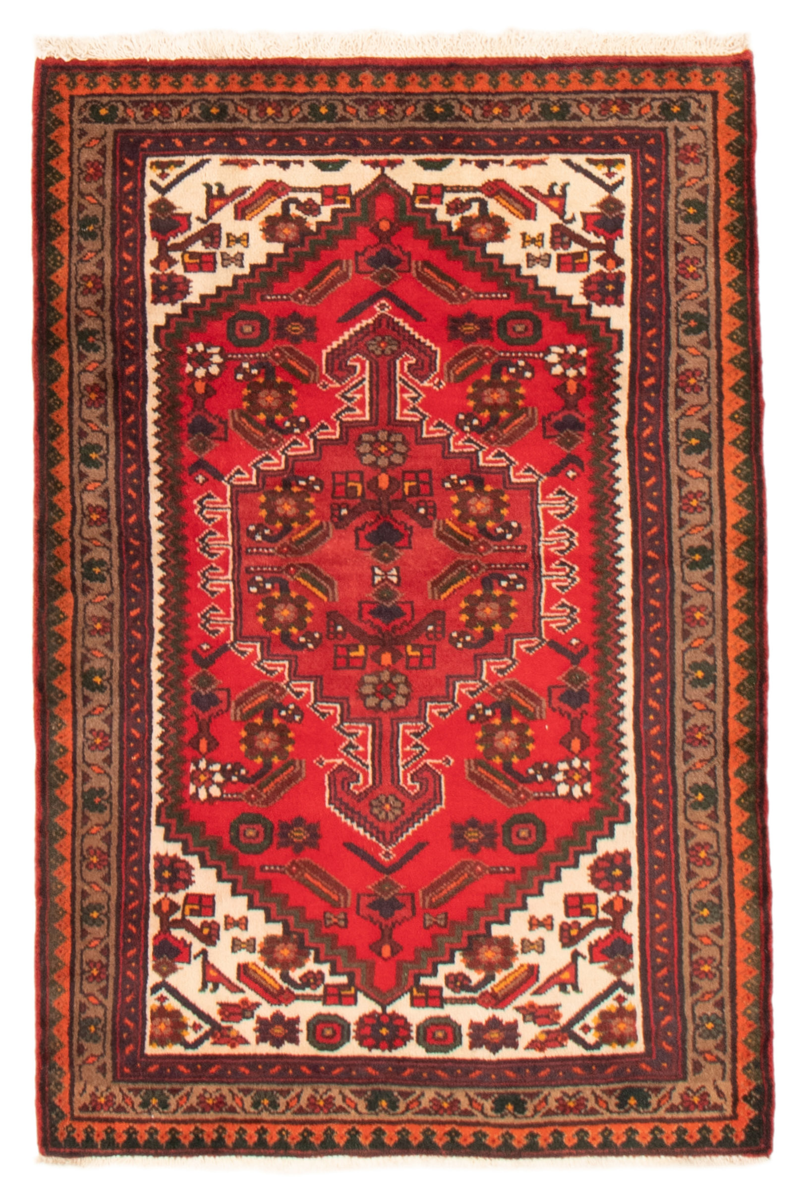 Persian Hamadan 3'6" x 5'3" Hand-knotted Wool Rug 