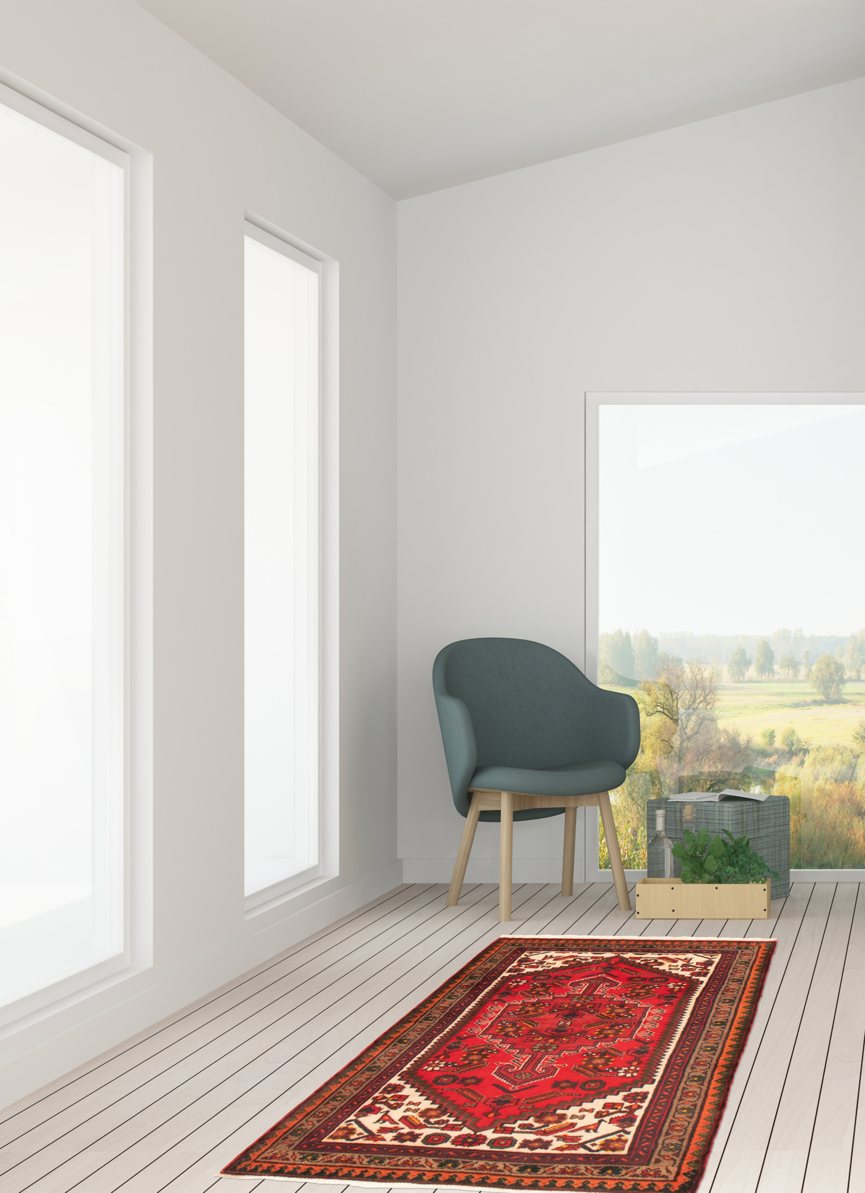 Persian Hamadan 3'6" x 5'3" Hand-knotted Wool Rug 