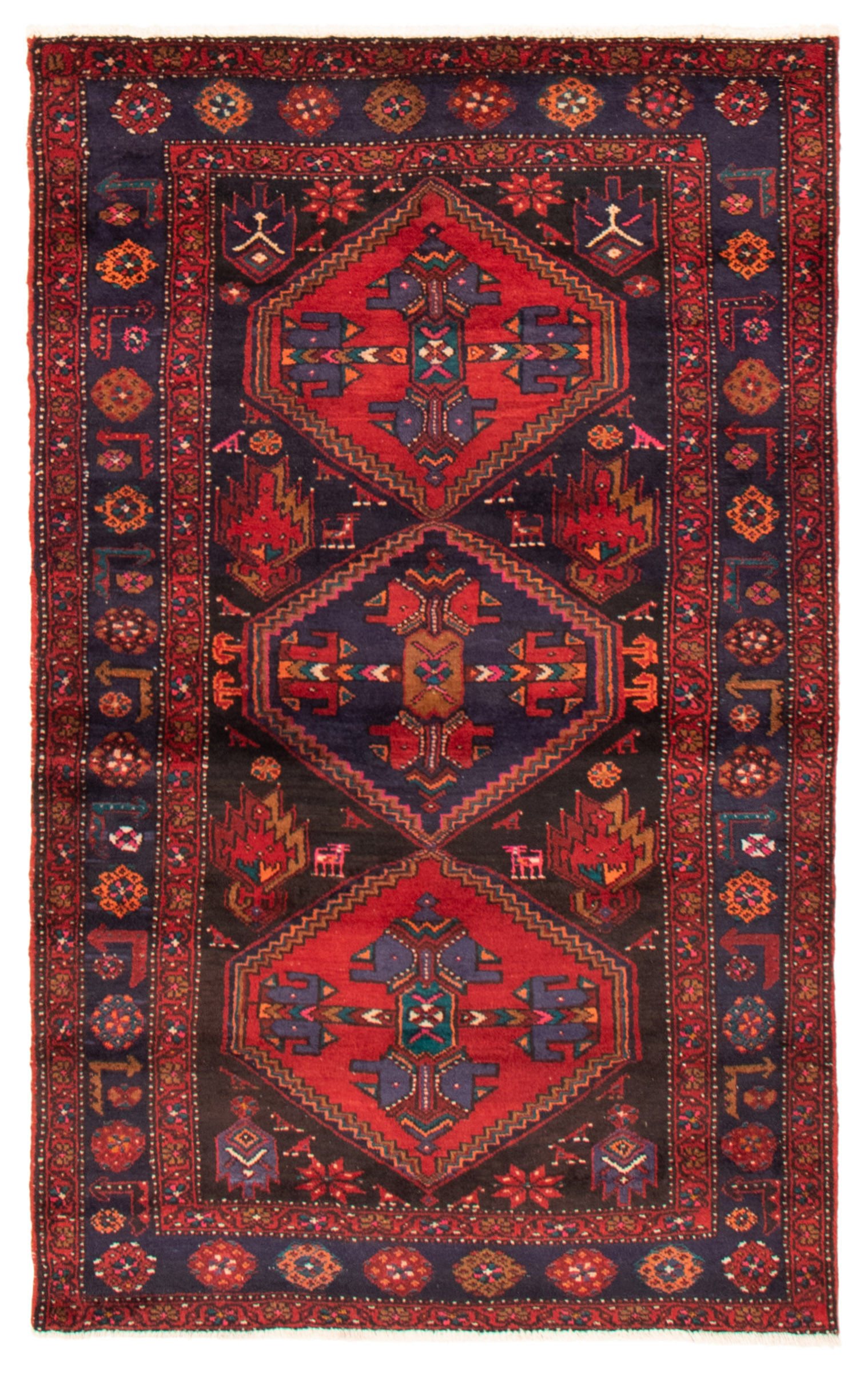 Persian Zanjan 4'7" x 7'5" Hand-knotted Wool Rug 
