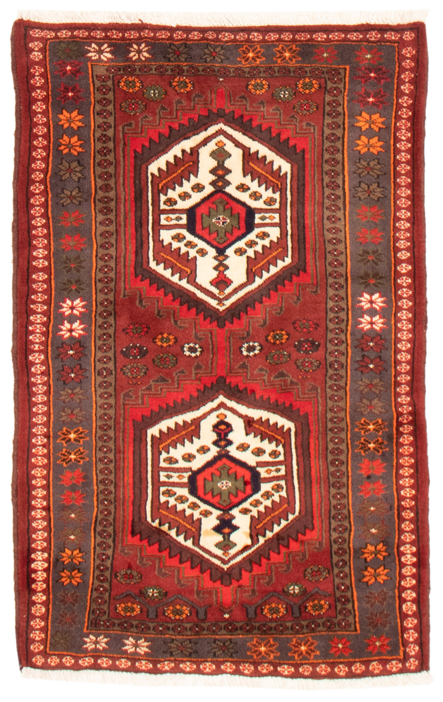Persian Hamadan 3'2" x 5'0" Hand-knotted Wool Rug 