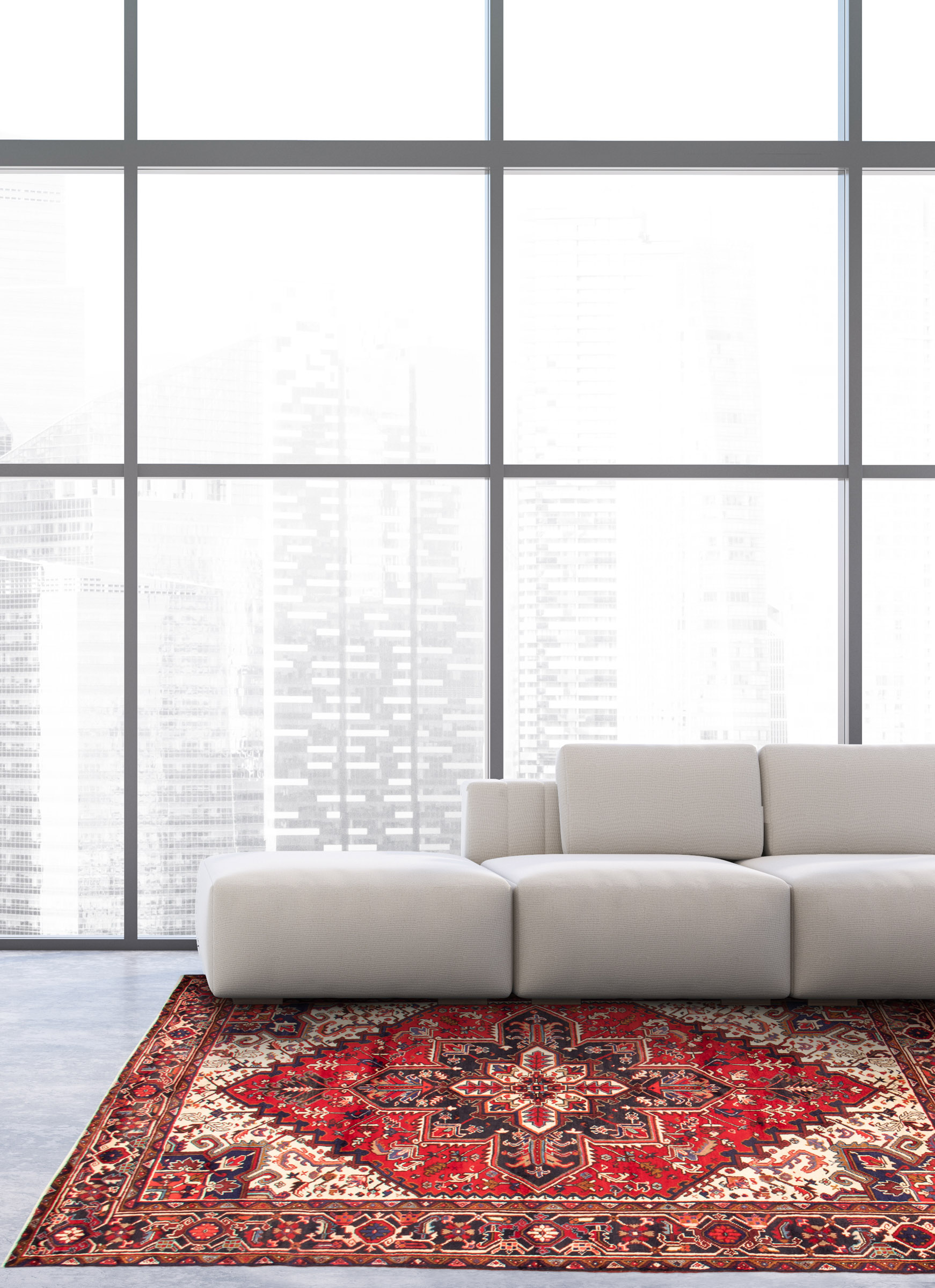 Tapis heriz persan 6'8" x 9'6" en laine