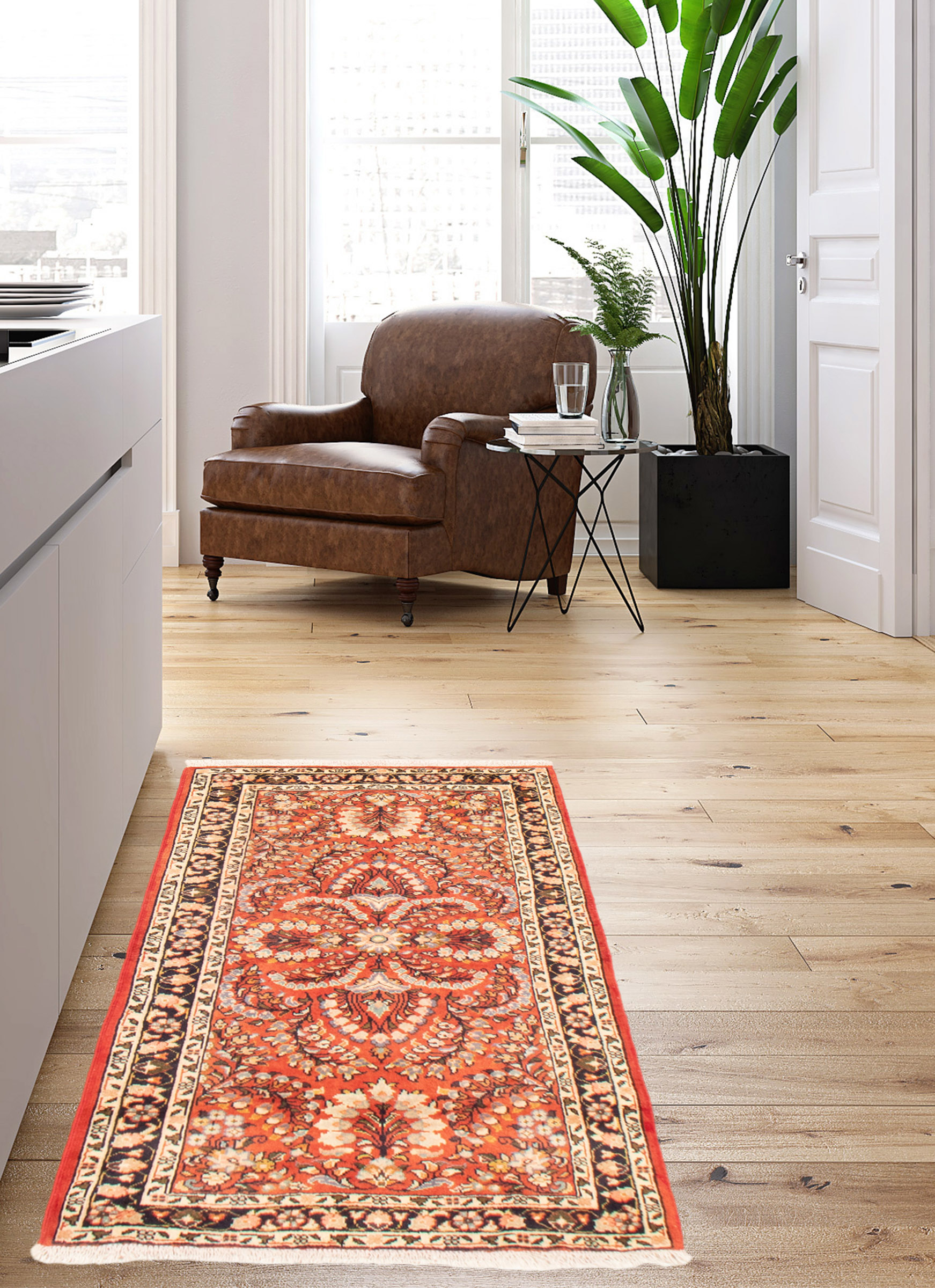 Persian Mahal 2'11" x 5'5" Hand-knotted Wool Rug 