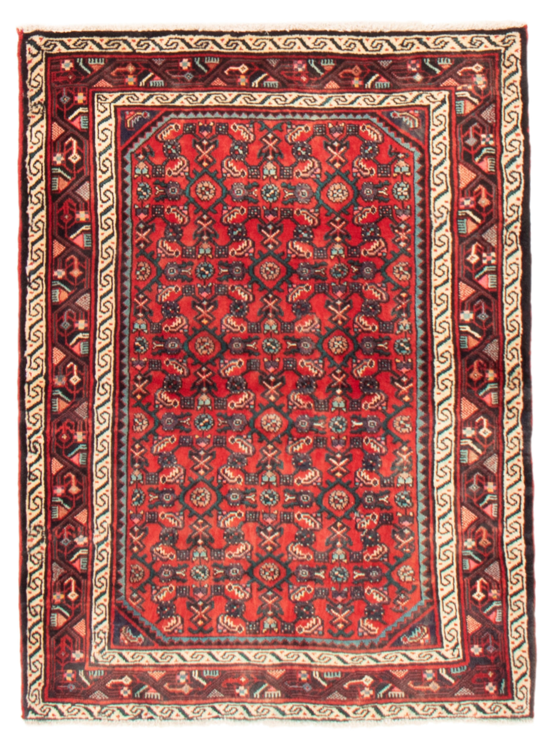 Persian Hamadan 3'7" x 4'10" Hand-knotted Wool Rug 