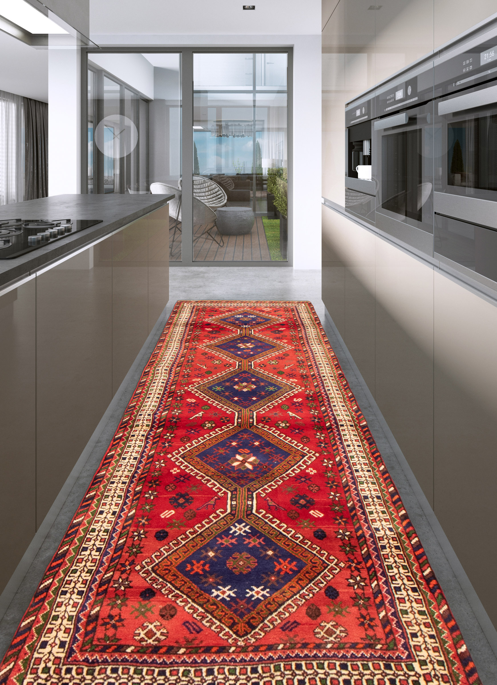 Persian Shiraz Qashqai 3'3" x 9'2" Hand-knotted Wool Rug 