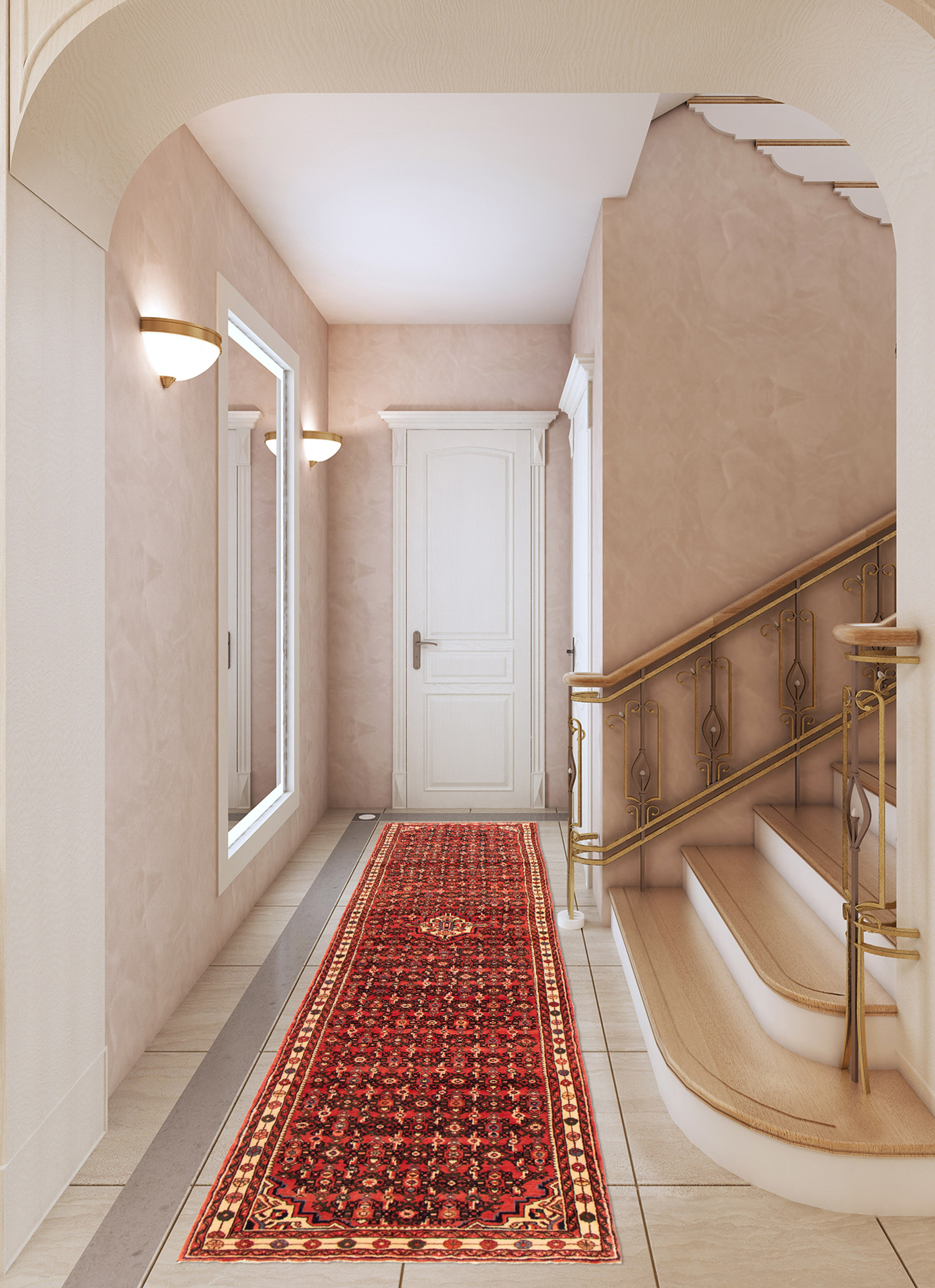 Persian Hosseinabad 3'4" x 12'11" Hand-knotted Wool Rug 