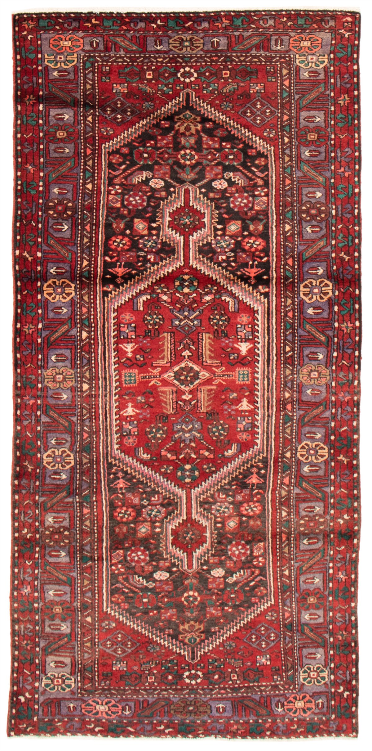 Persian Hamadan 4'4" x 9'4" Hand-knotted Wool Rug 