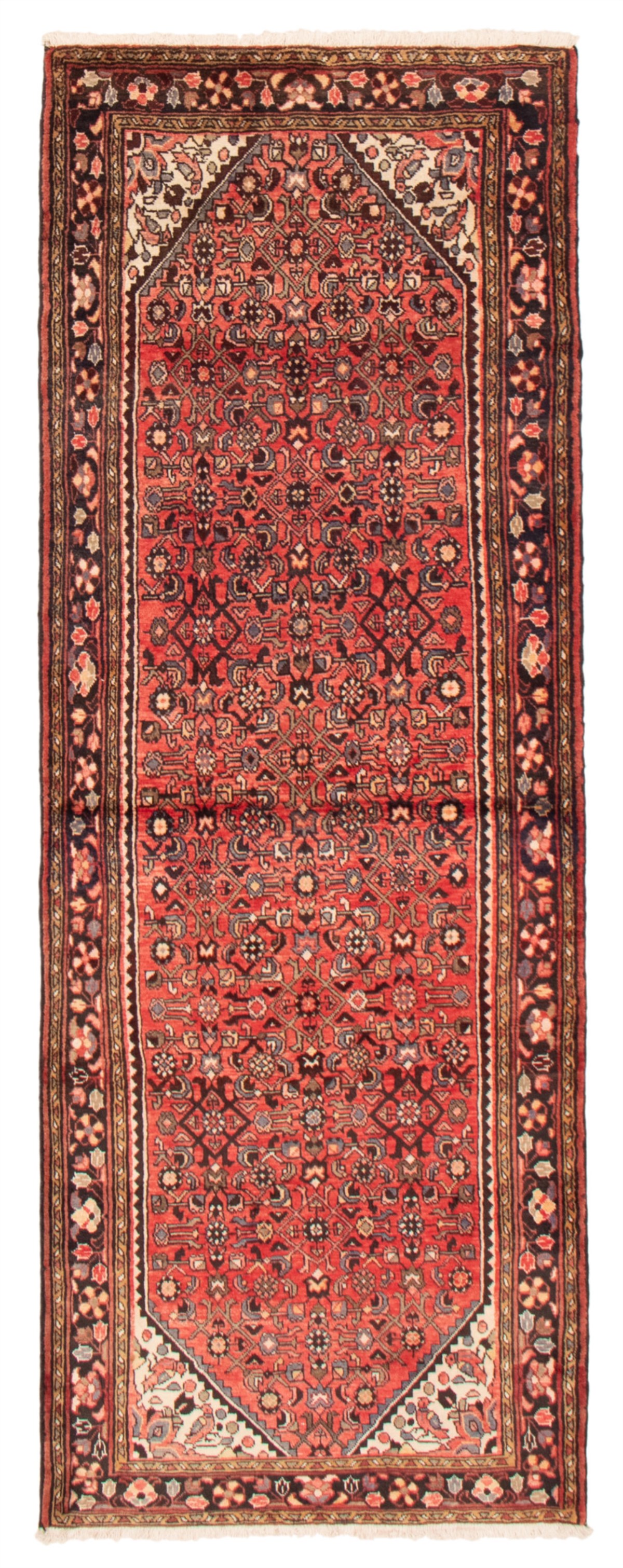Persian Hosseinabad 3'6" x 9'10" Hand-knotted Wool Rug 