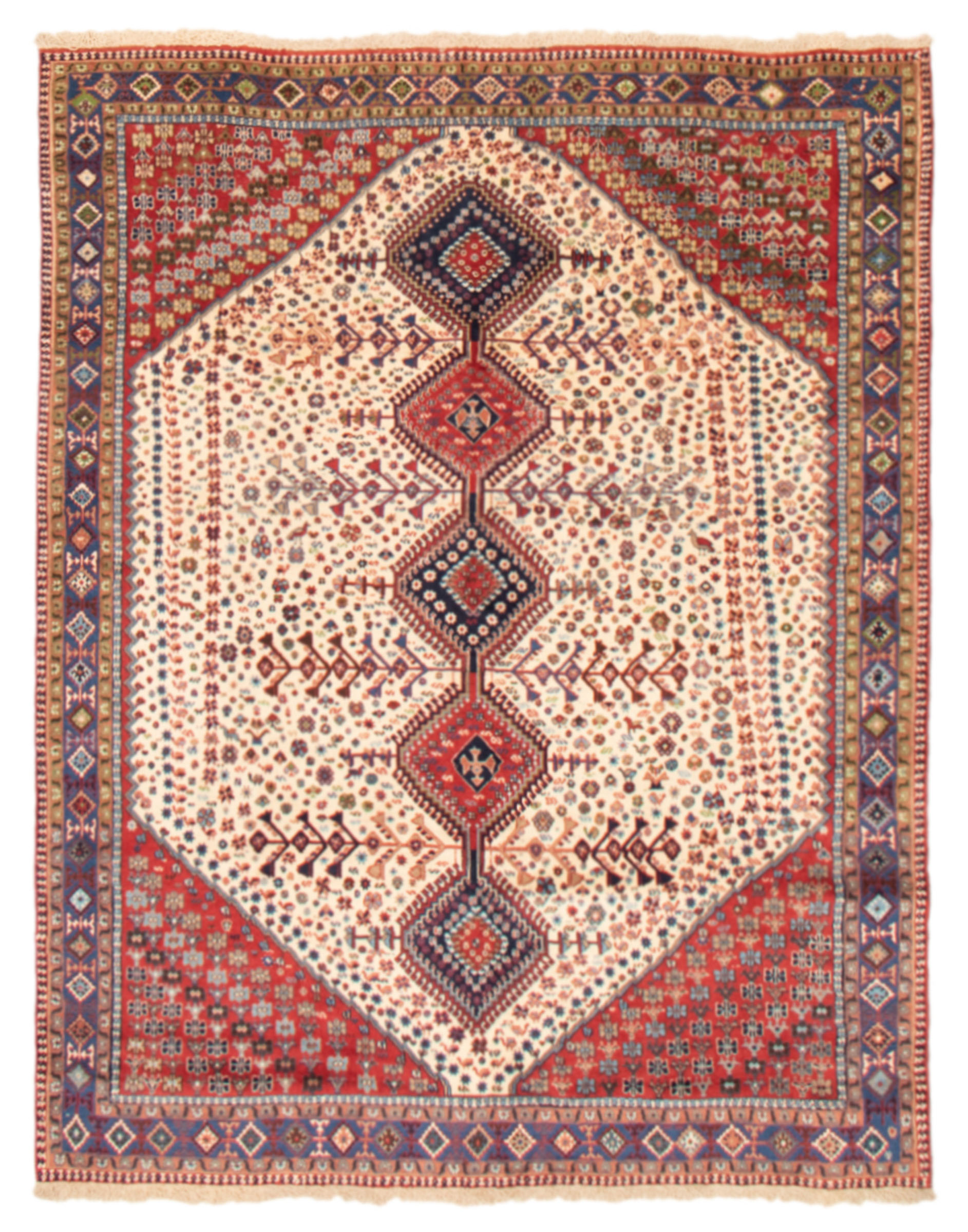 Persian Yalameh 6'4" x 8'0" Hand-knotted Wool Rug 