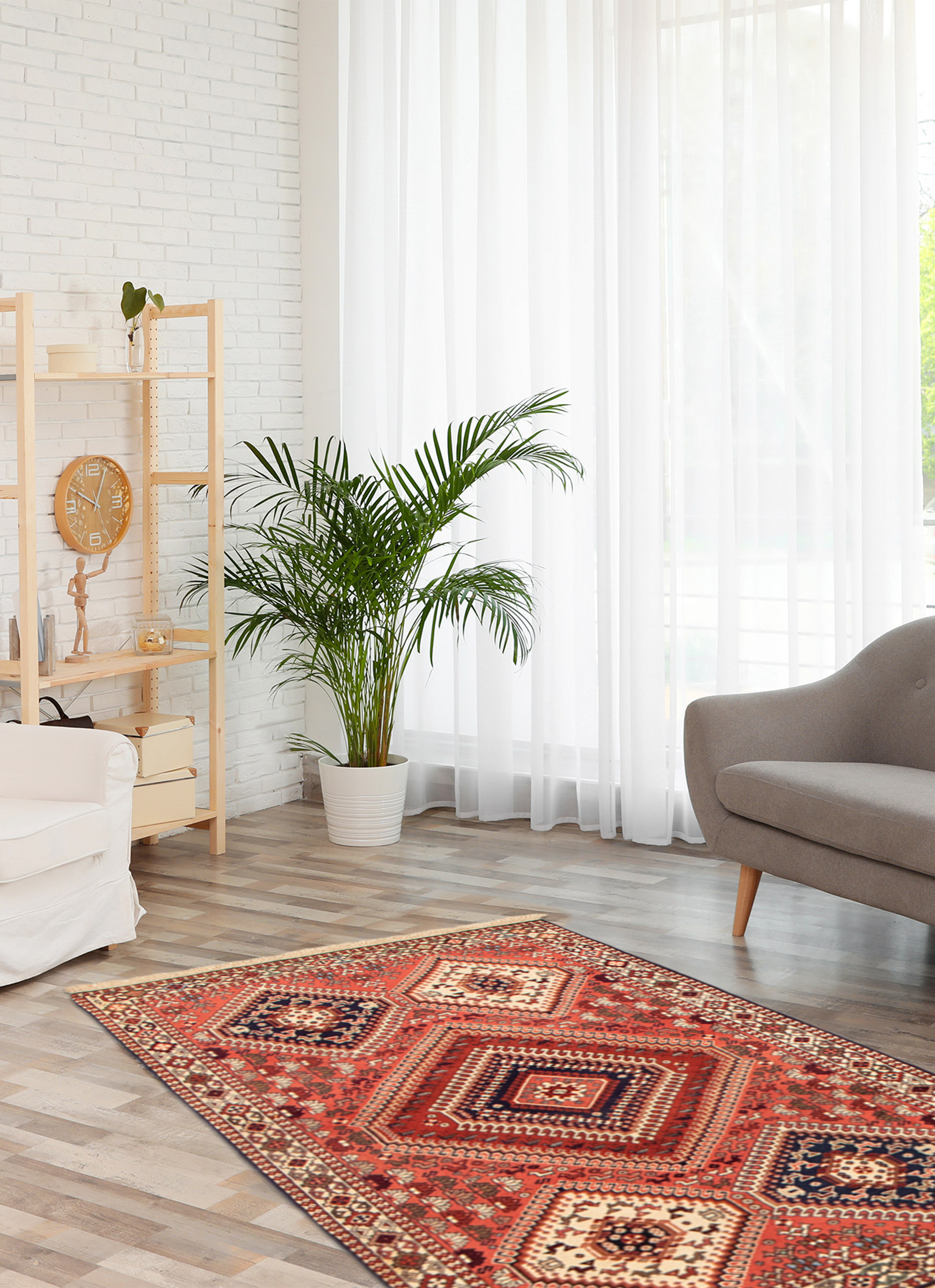 Persian Yalameh 3'4" x 5'0" Hand-knotted Wool Rug 