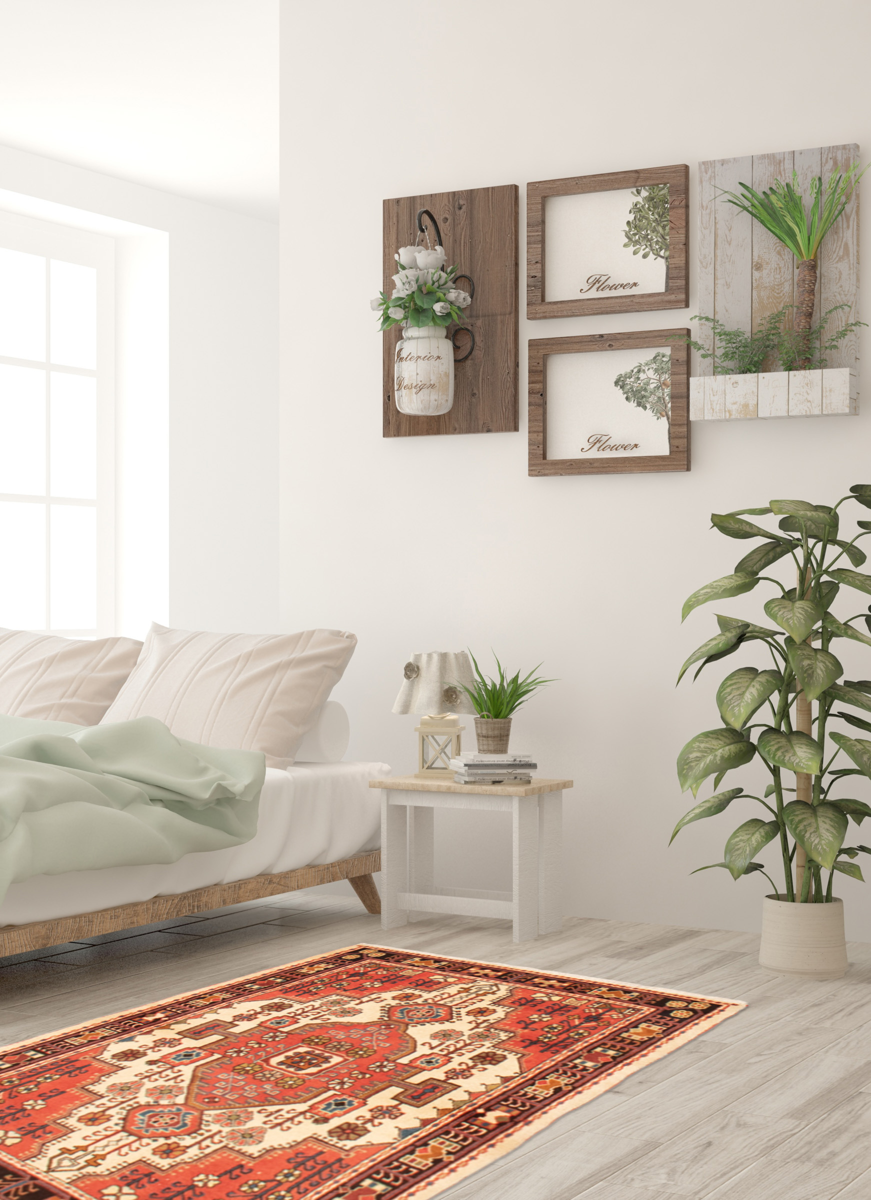 Tapis nahavand 3'5" x 4'10" en laine