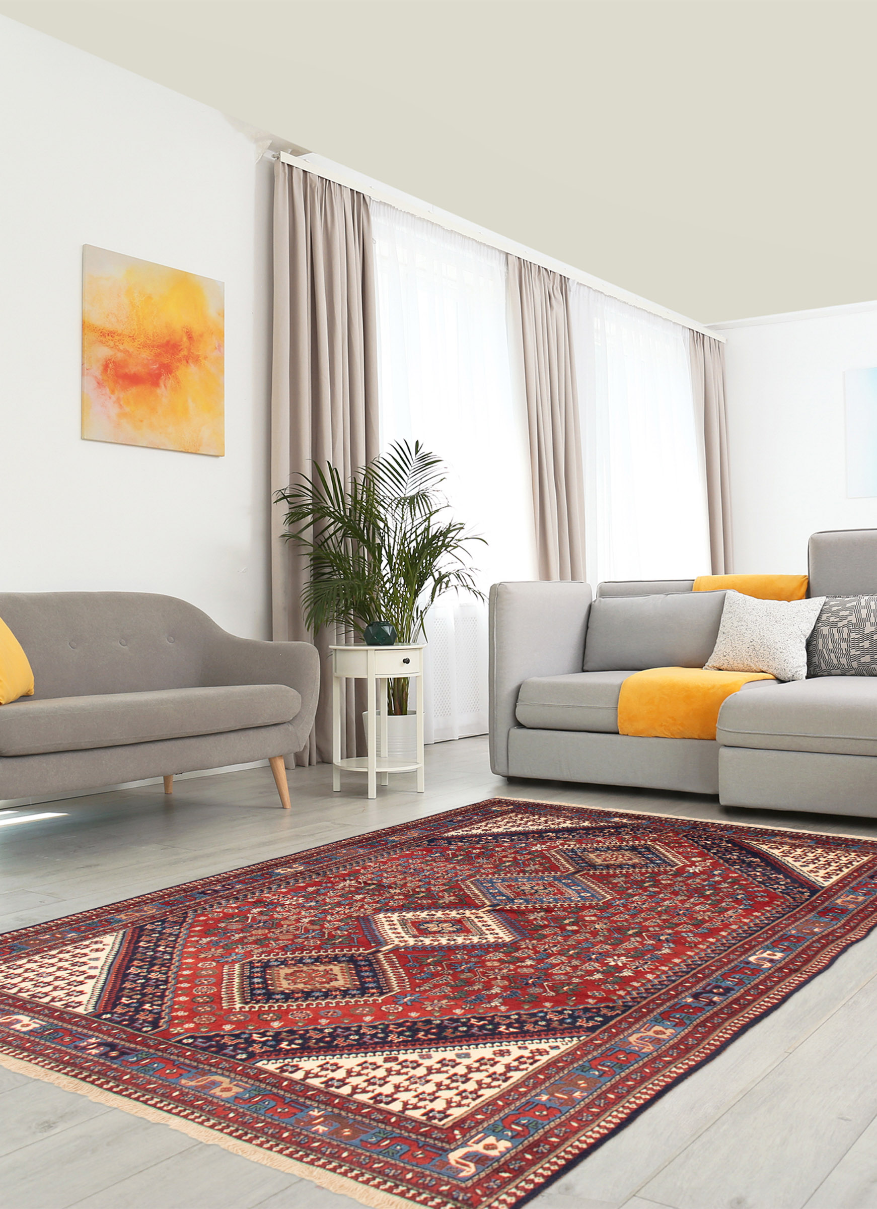 Persian Yalameh 5'7" x 8'2" Hand-knotted Wool Rug 