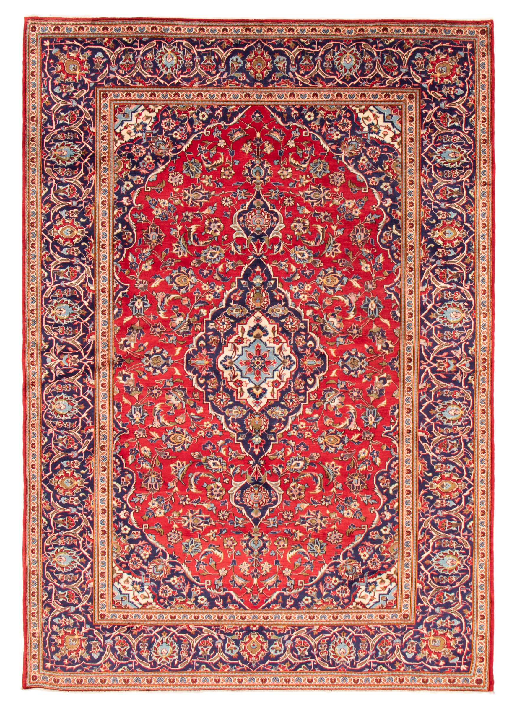 Persian Kashan 7'10" x 11'7" Hand-knotted Wool Rug 
