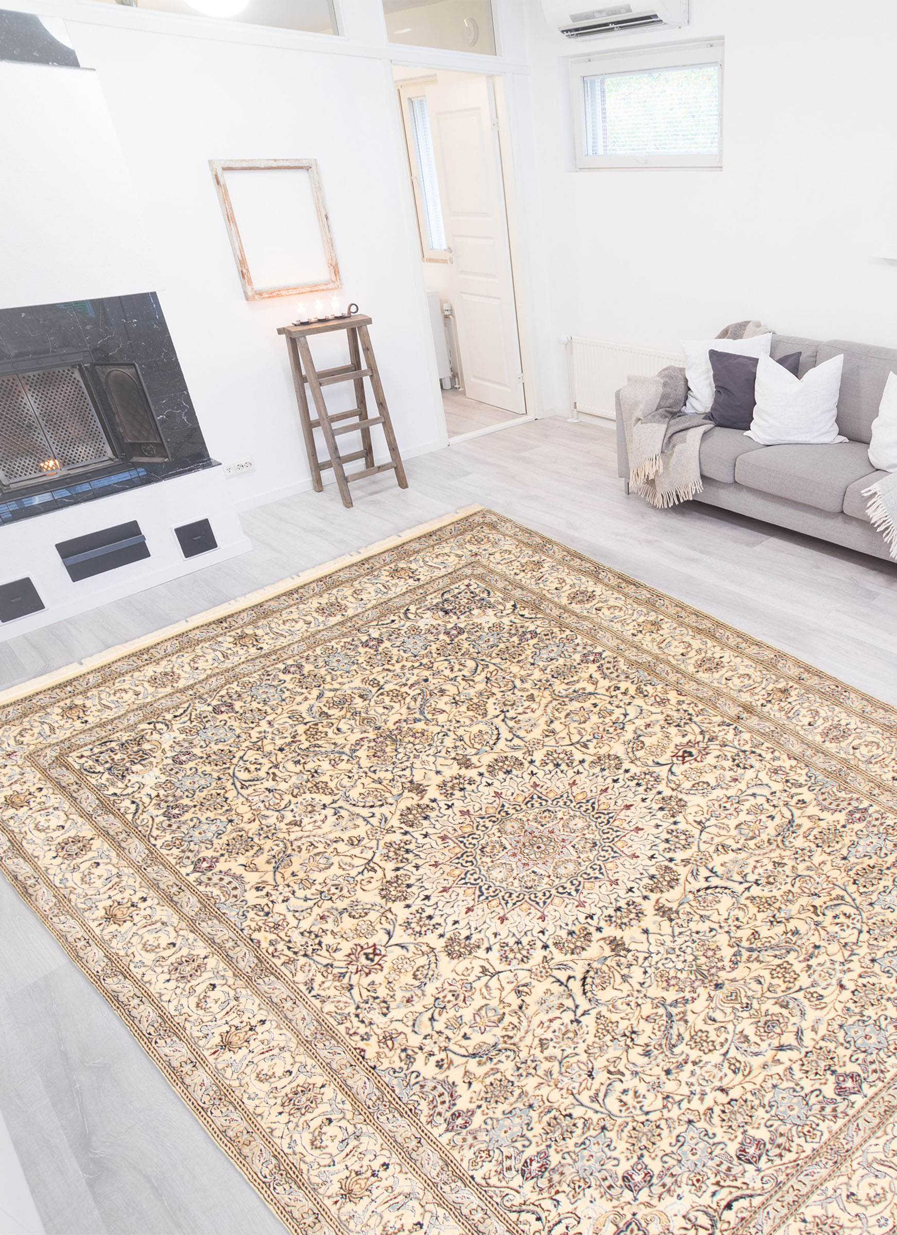 Persian Nain 9La 9'5" x 13'3" Hand-knotted Silk, Wool Rug 