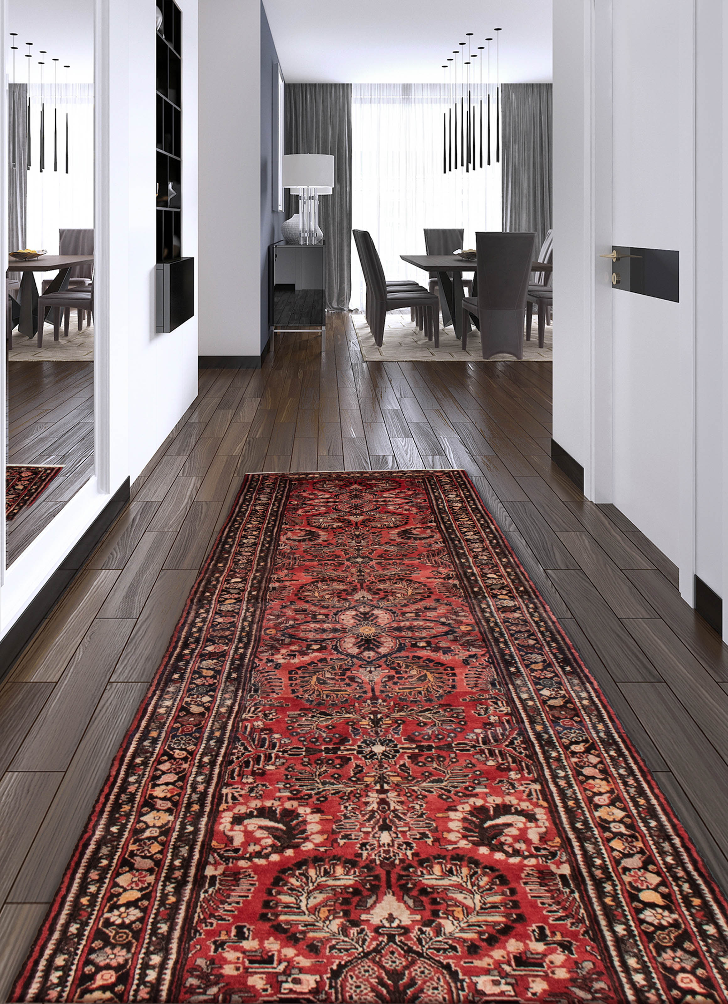 Persian Lilihan 3'10" x 14'4" Hand-knotted Wool Rug 