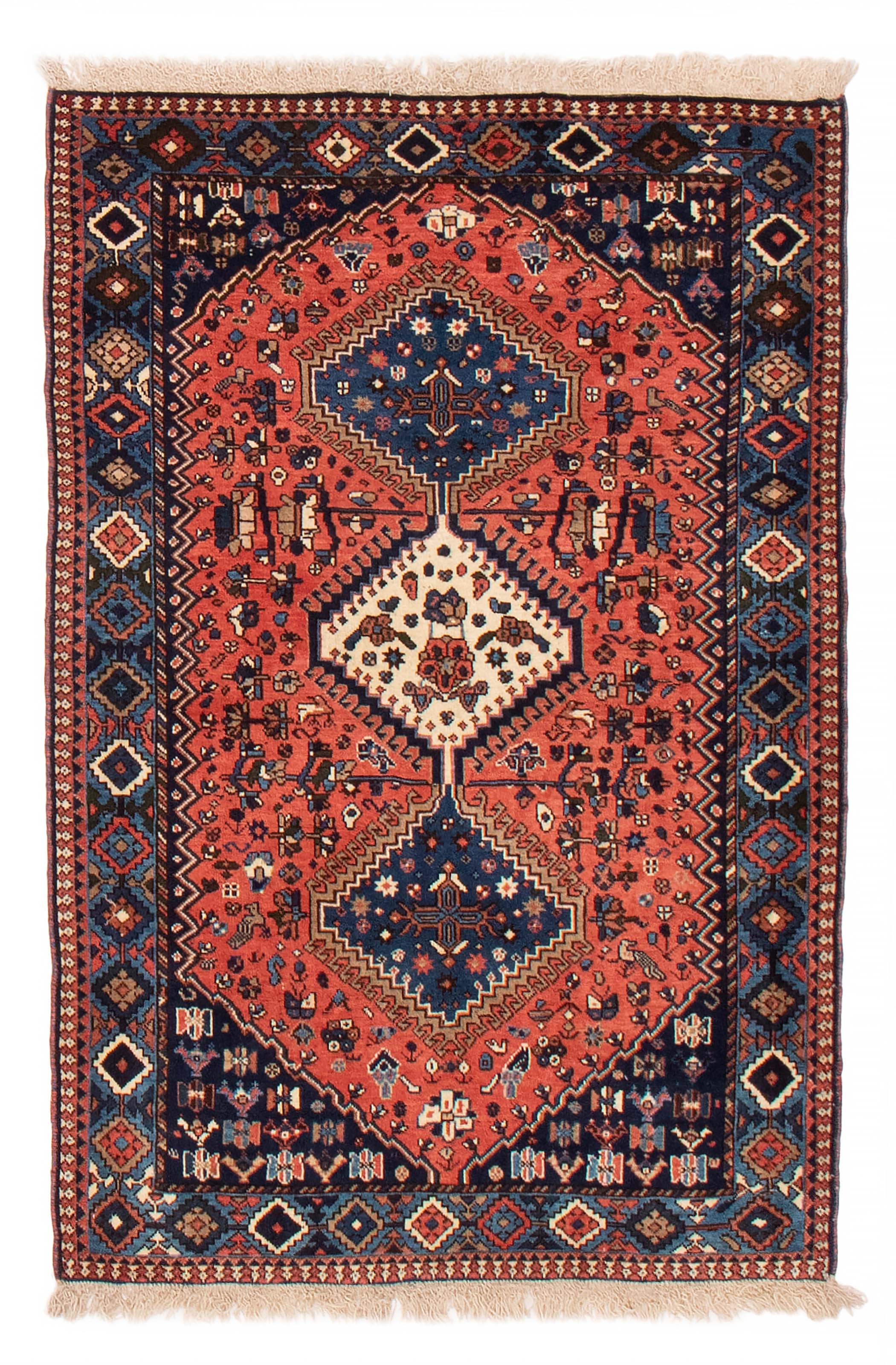 Persian Yalameh 3'6" x 4'9" Hand-knotted Wool Rug 