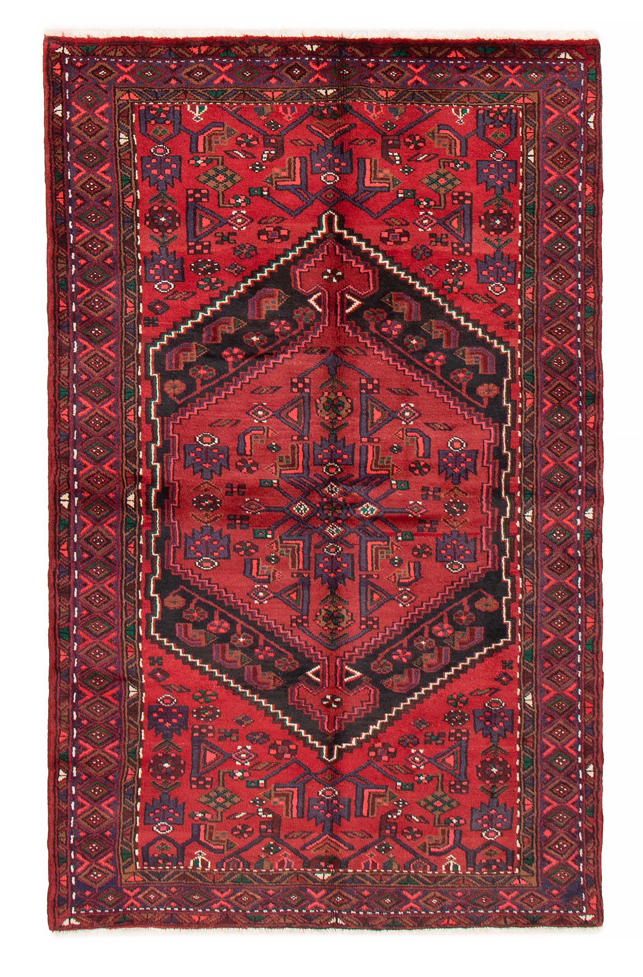 Persian Hamadan 4'3" x 7'0" Hand-knotted Wool Rug 