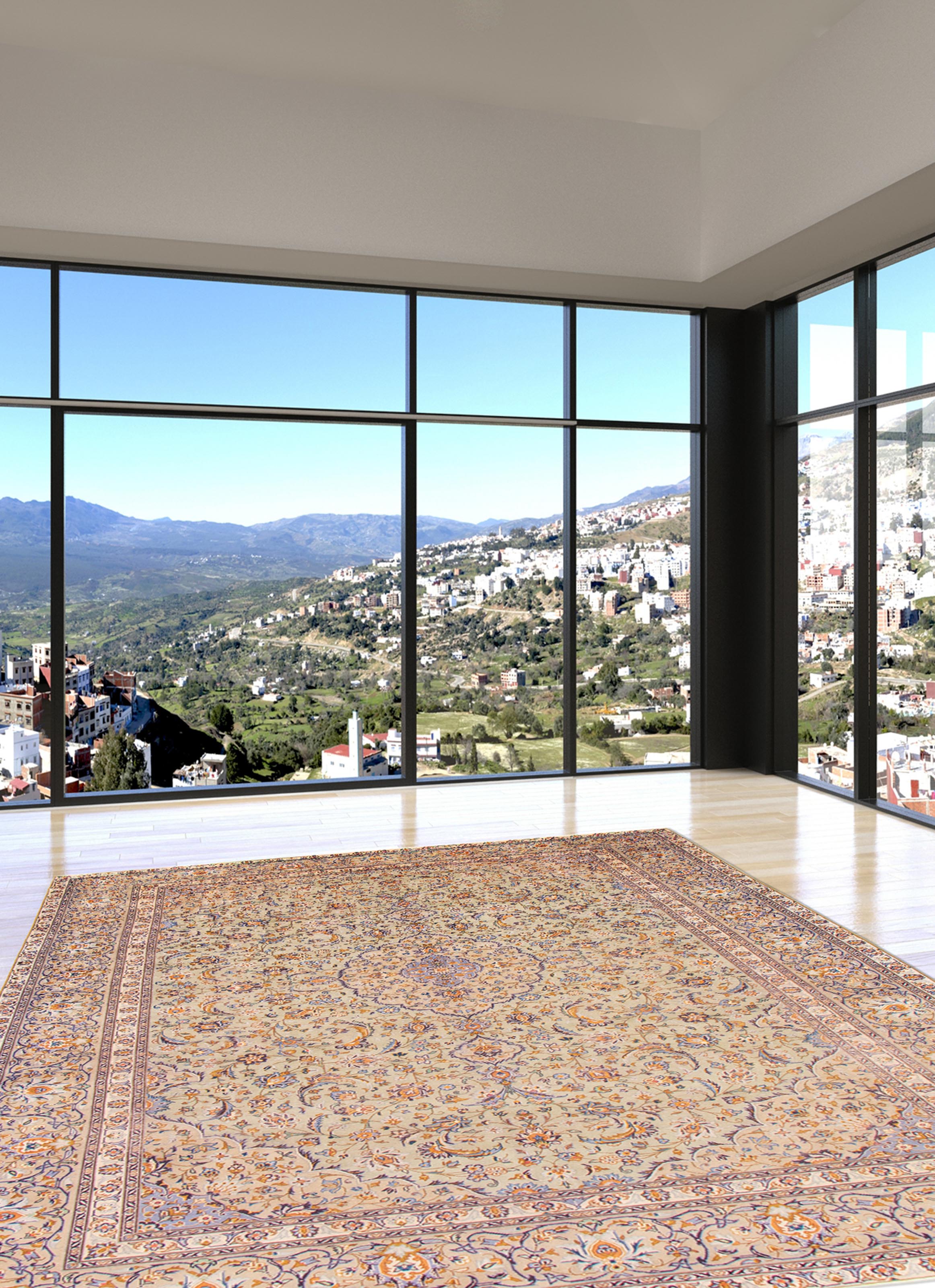 Tapis kashan 9'10" x 13'5" en laine