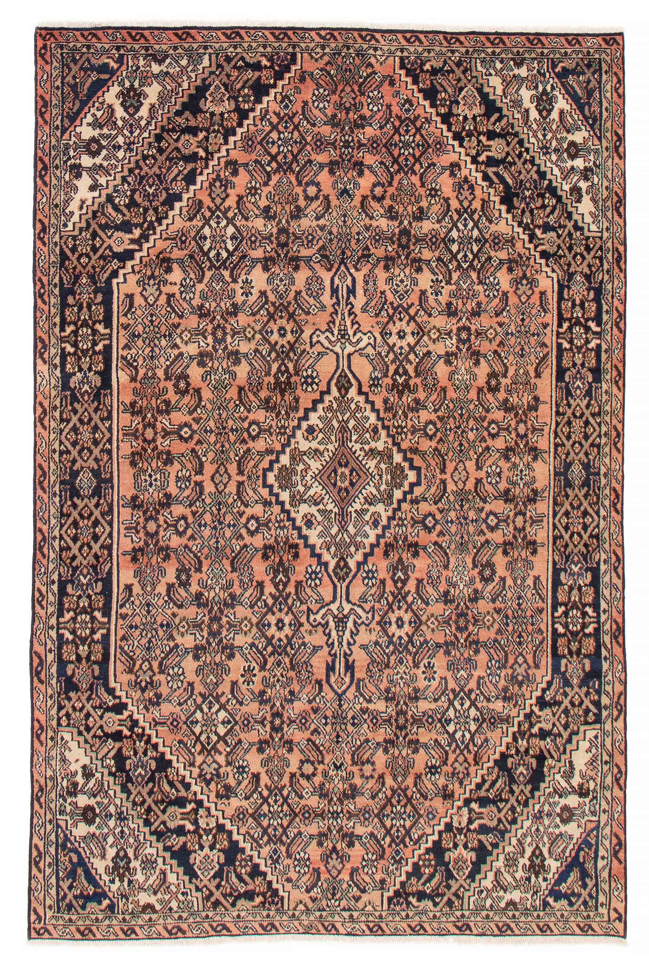 Persian Hamadan 6'5" x 9'3" Hand-knotted Wool Rug 