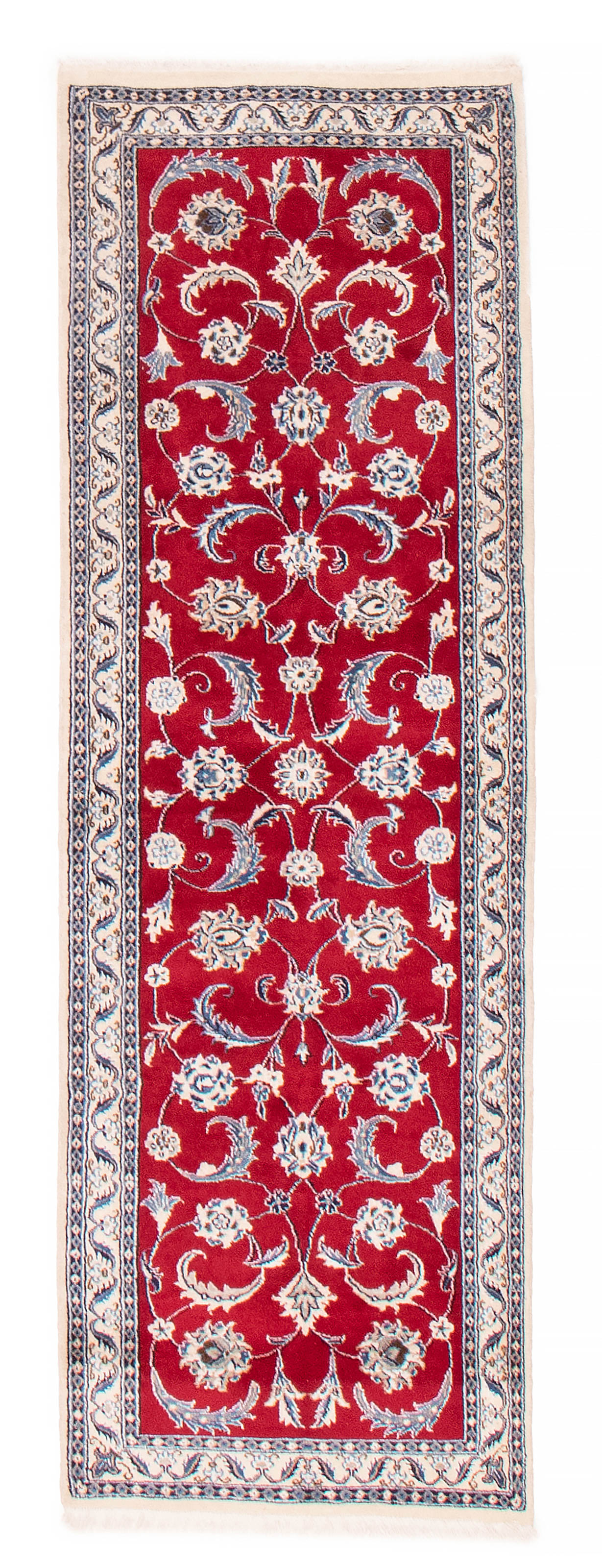 Persian Nain 6La 2'1" x 6'5" Hand-knotted Silk, Wool Rug 